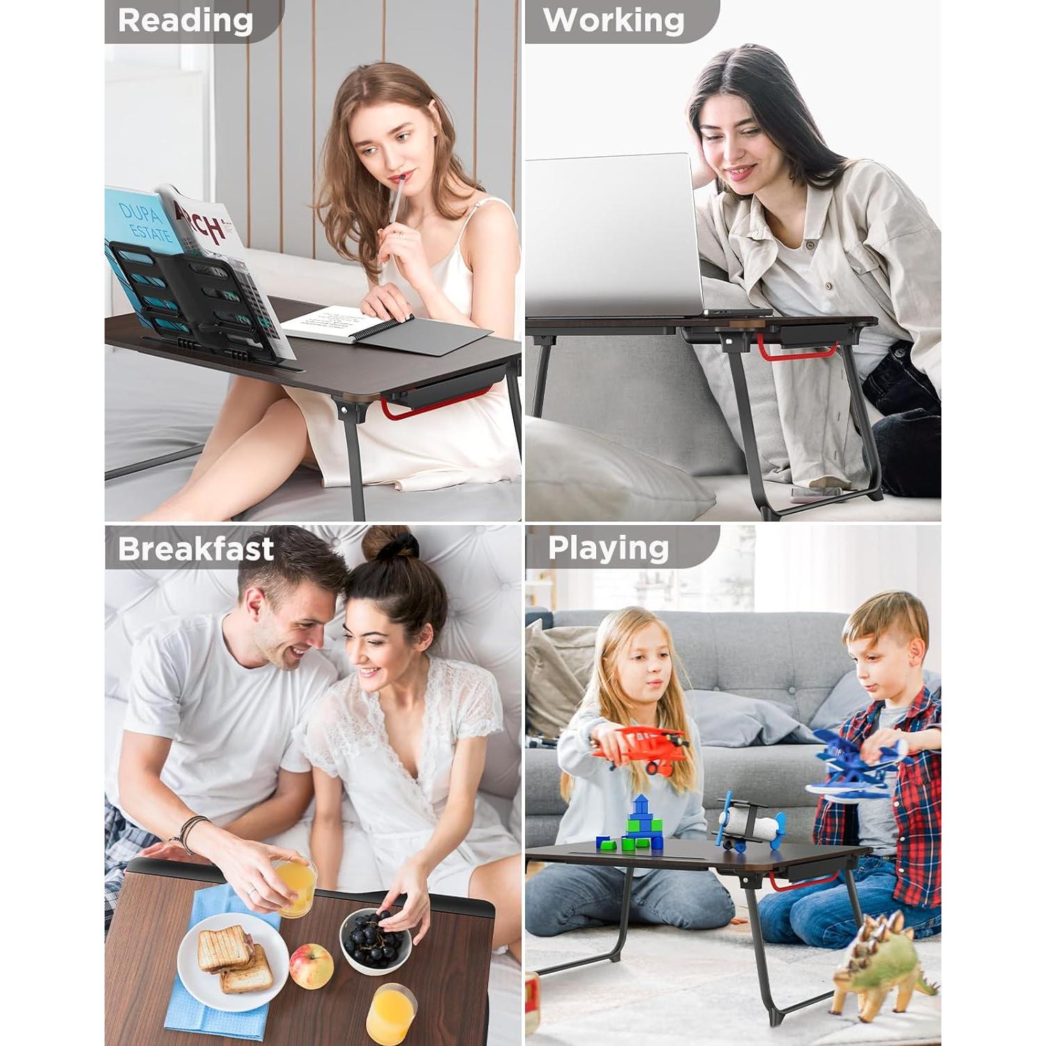 Mesa de Laptop Plegable SAIJI 65x49cm Cereza Negra