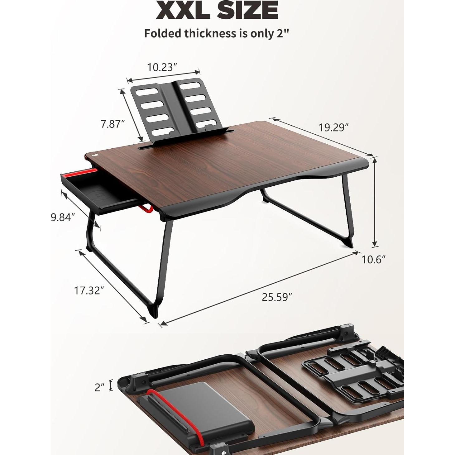 Mesa de Laptop Plegable SAIJI 65x49cm Cereza Negra