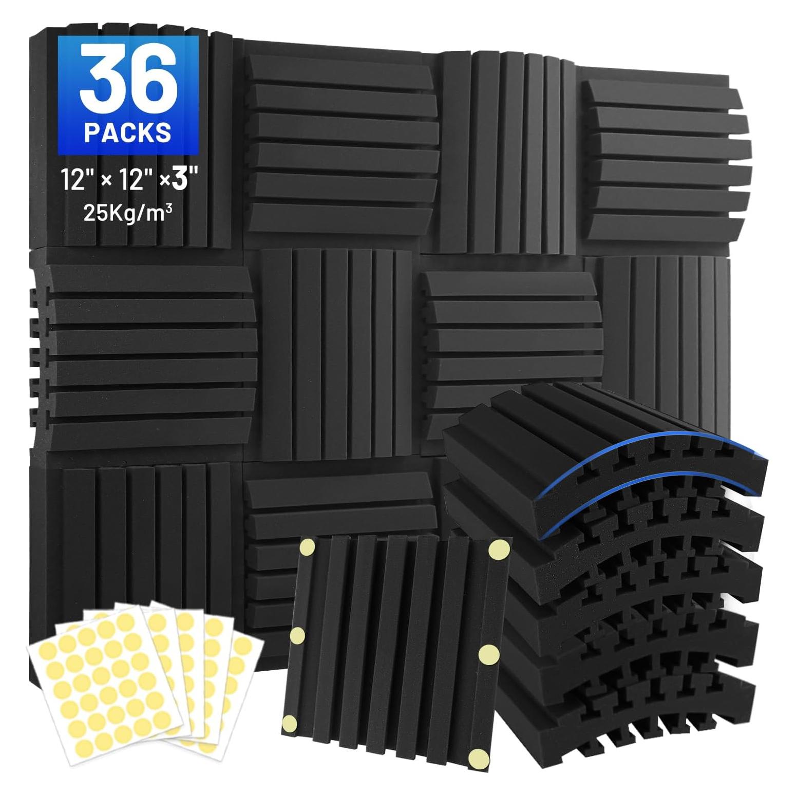 Focusound 36 Paneles de Espuma Acústica Curvada 3cm x 30cm