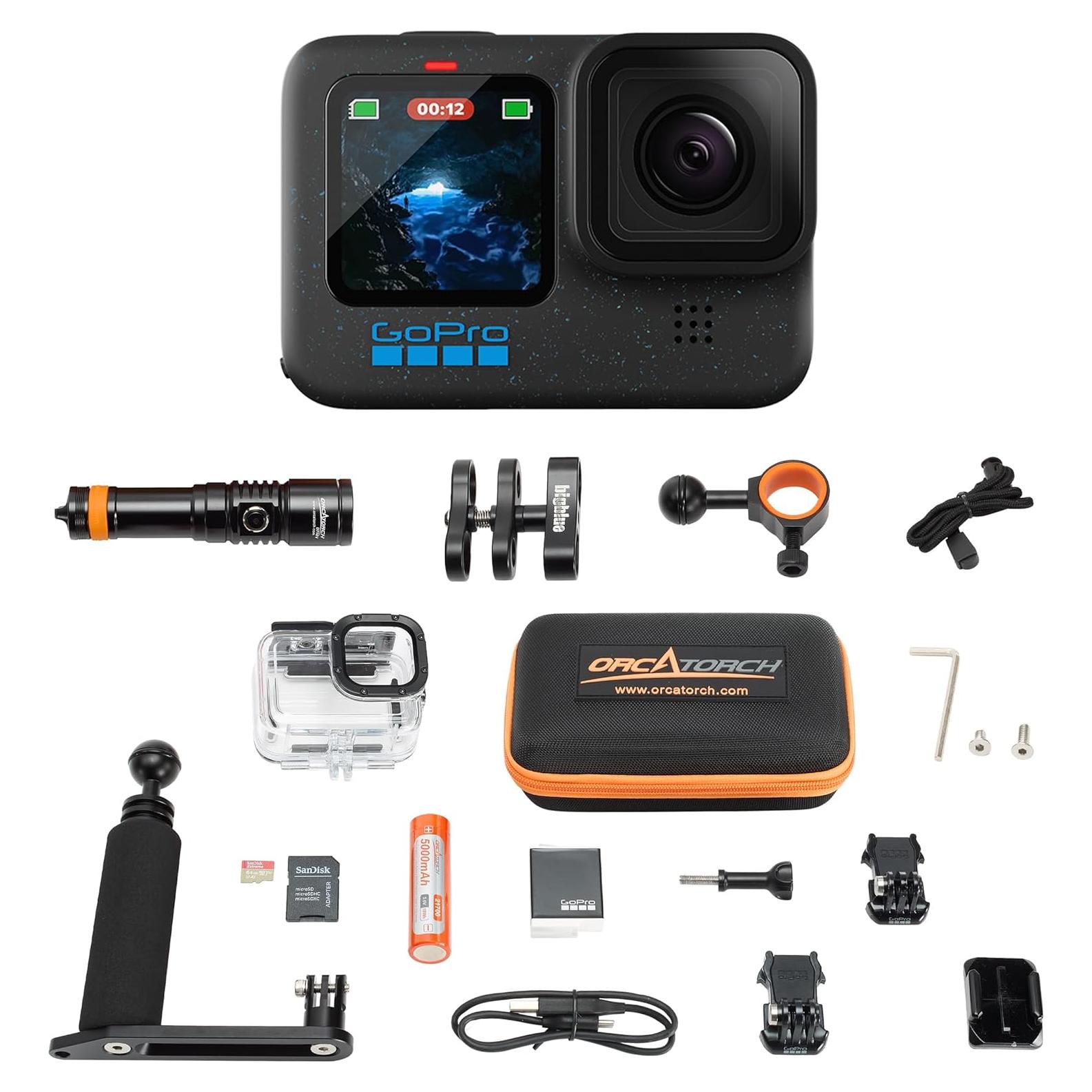 Kit de Buceo GoPro HERO12 Negro con Luz y Tarjeta 64GB