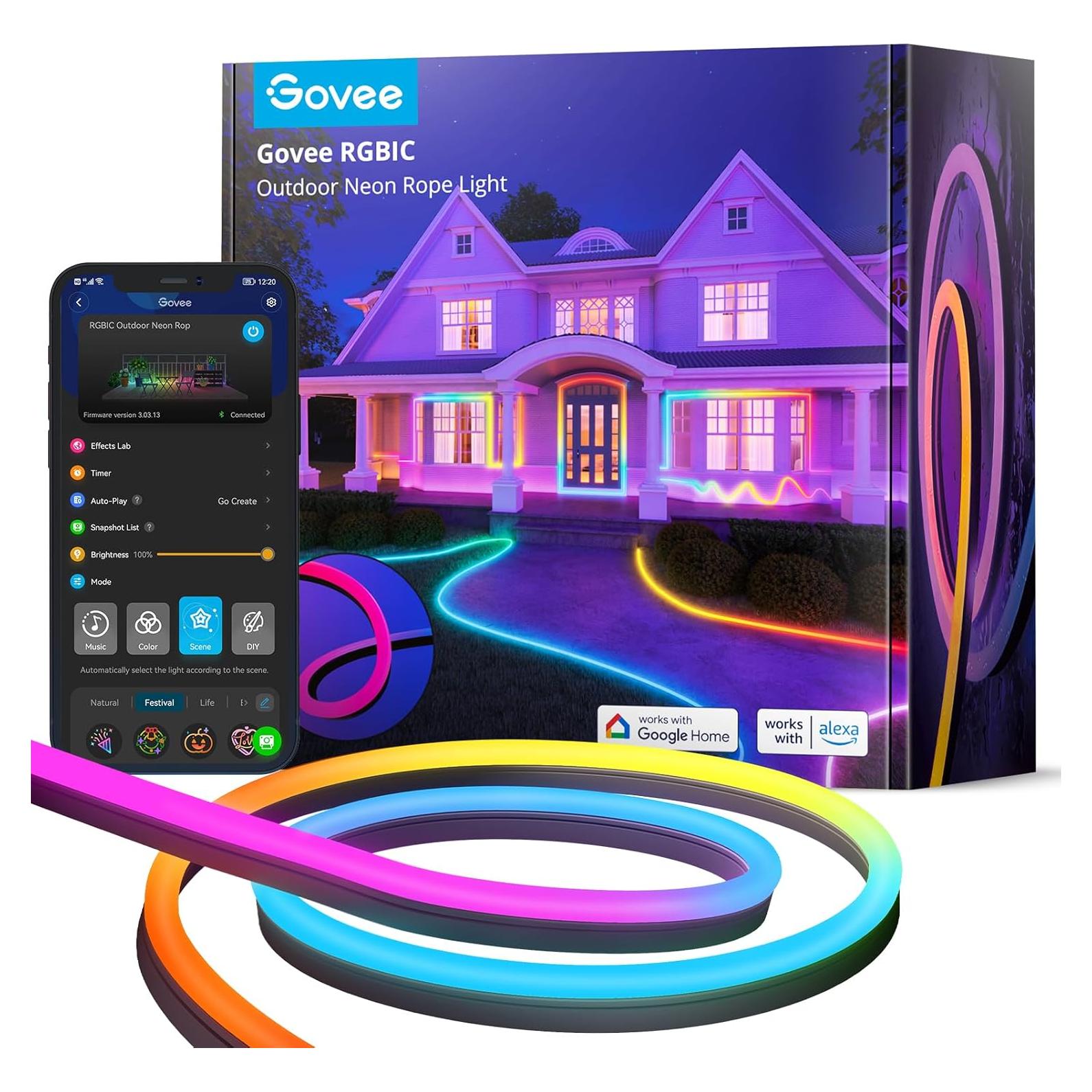 Luces de Cuerda Neón Govee 10m RGBIC IP67 para Exterior