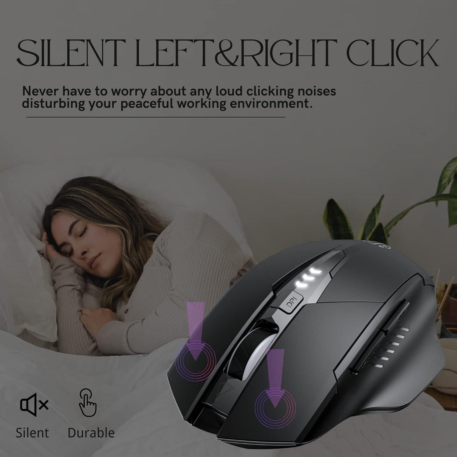 Ratón Inalámbrico Recargable Uineer M6P Negro, Ergonómico, 3 Niveles DPI