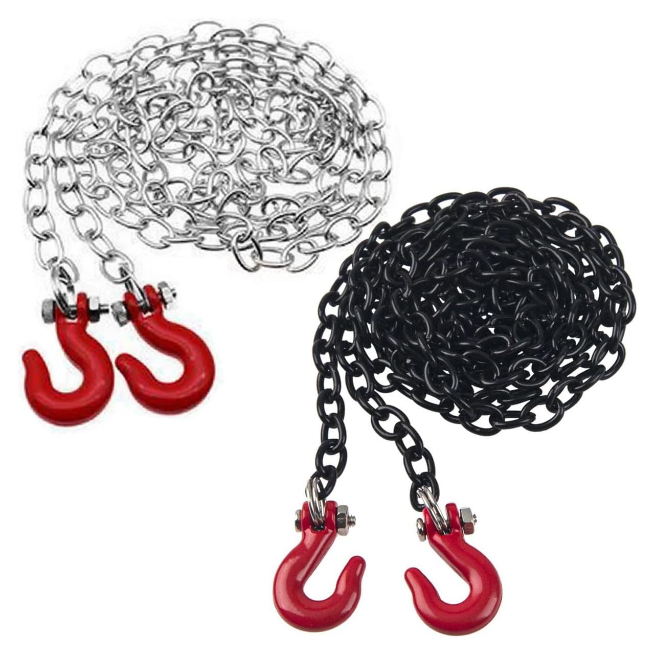 Gancho de Remolque y Cadena Metal RC 60cm Plata Rojo