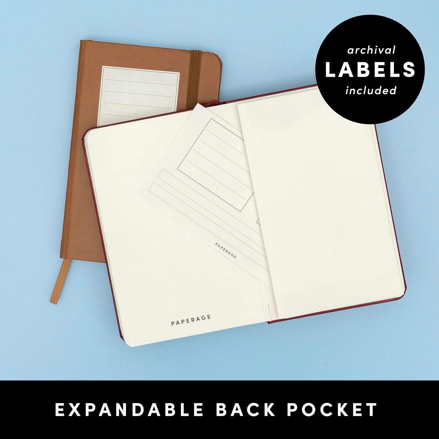 PAPERAGE Lined Pocket Journal Notebook, 2 Pack, (Black), 160 Pages, Small Notebook, 3.6 inches x 5.6 inches - 100 gsm Thick Paper, Hardcover