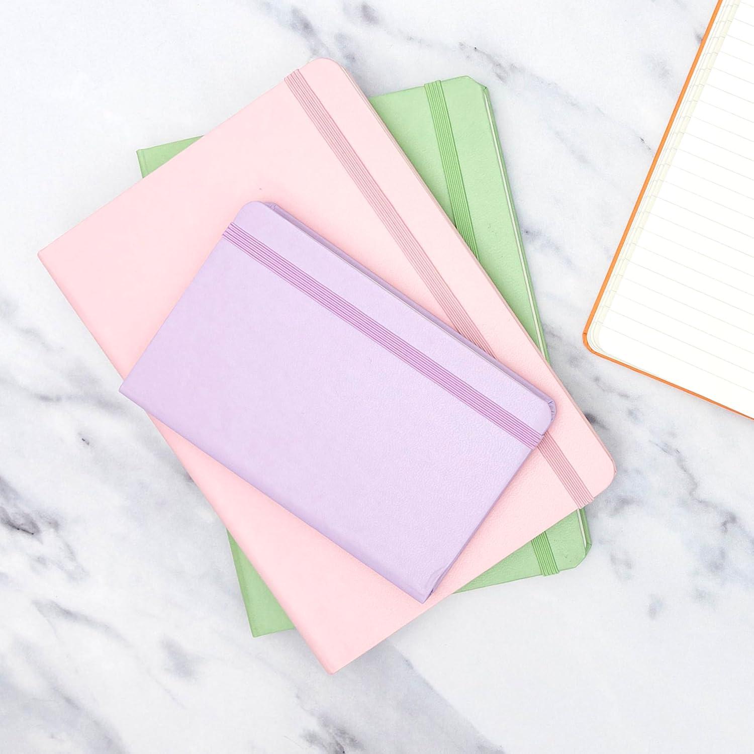 PAPERAGE Lined Pocket Journal Notebook, 2 Pack, (Black), 160 Pages, Small Notebook, 3.6 inches x 5.6 inches - 100 gsm Thick Paper, Hardcover