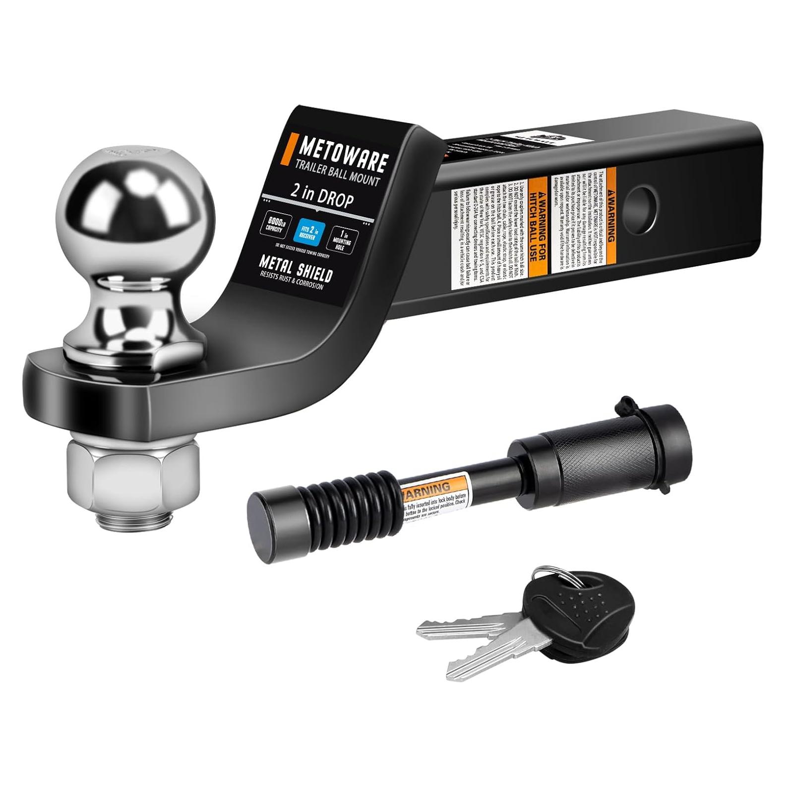 Soporte de bola de enganche METOWARE 2" con bloqueo 6000 lbs