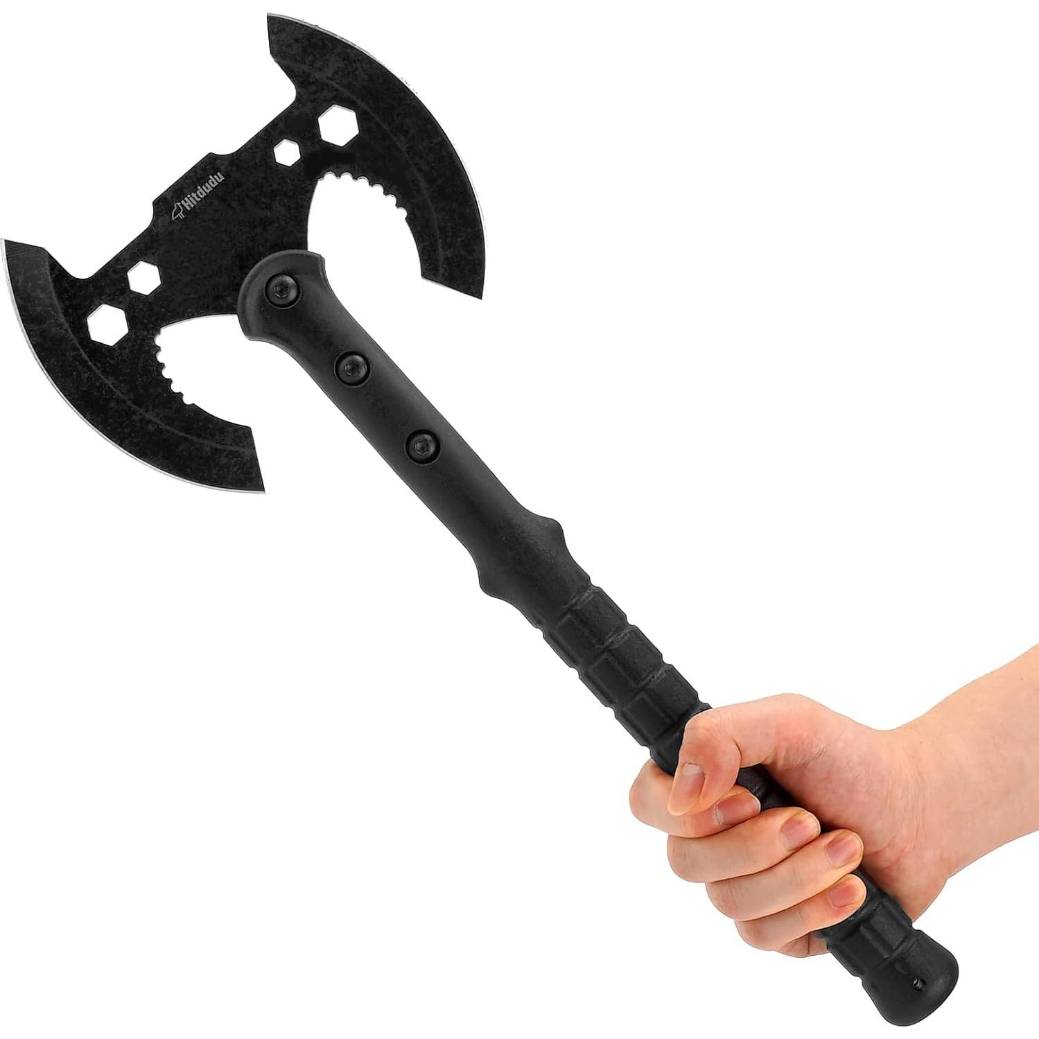 Hacha Táctica Hitdudu Doble Cuchilla 43.94 cm con Funda