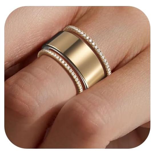 Paquete de 2 Anillos Apilables Oro 14K ZOOROO para Oura
