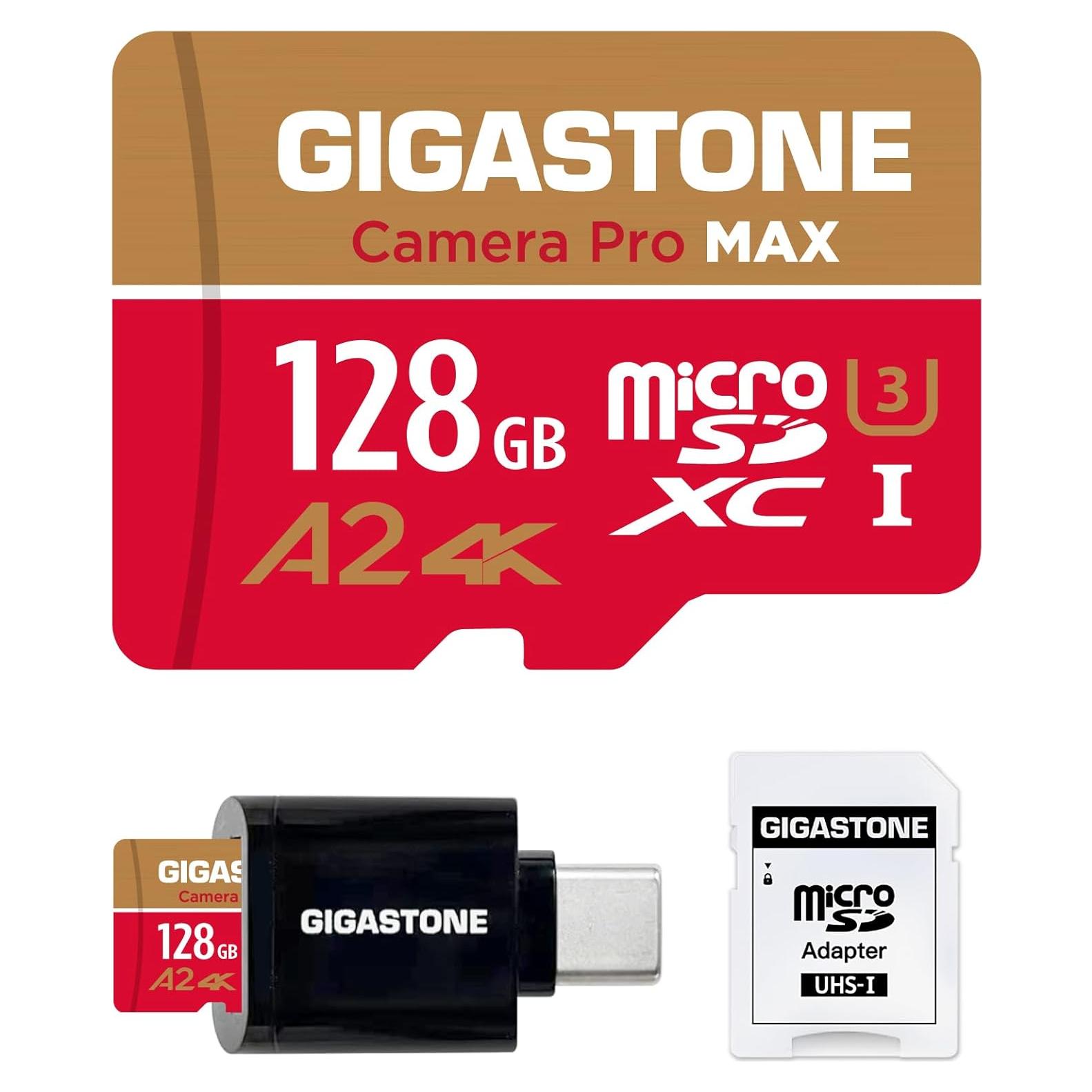 GIGASTONE Tarjeta Micro SD 128GB + Lector USB Tipo C 4K