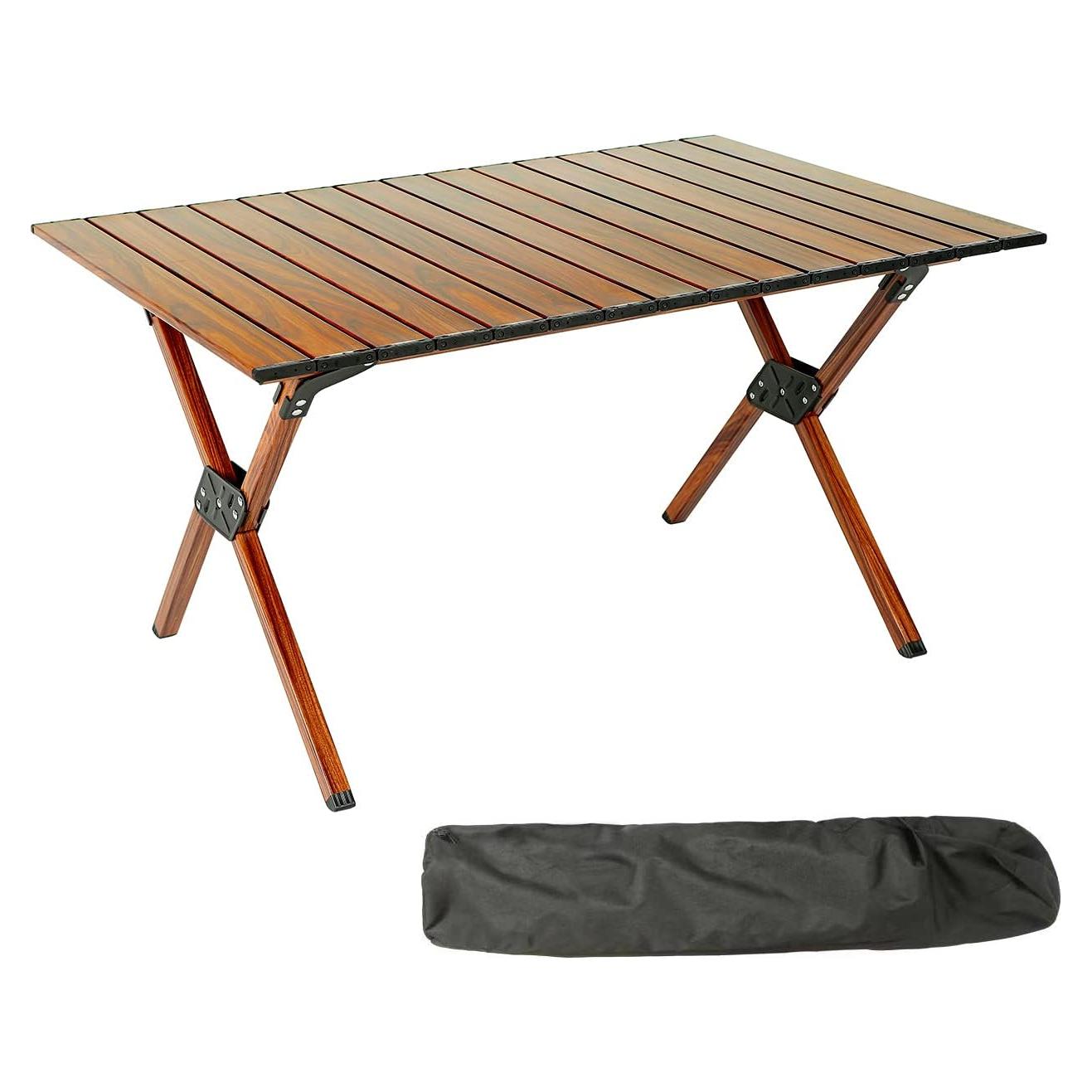 Mesa de Camping Plegable ROCK CLOUD 86x61 cm Grano de Madera