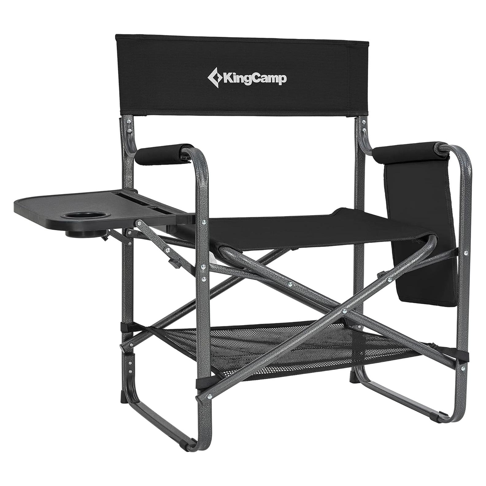 Silla de Camping Plegable KingCamp con Mesa Lateral Negra