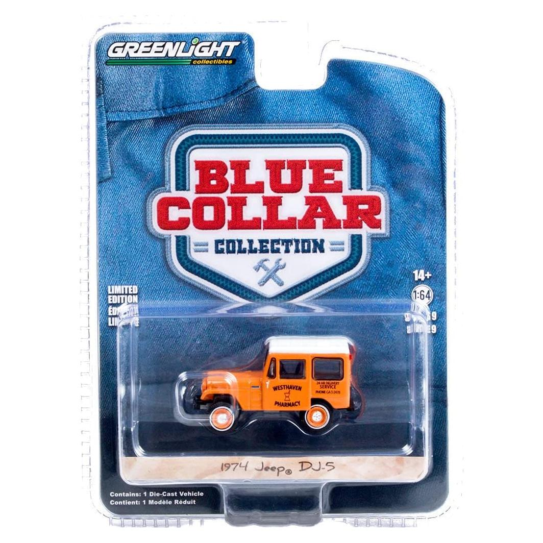 Coche Diecast 1/64 Greenlight 1974 DJ-5 Naranja Techo Blanco