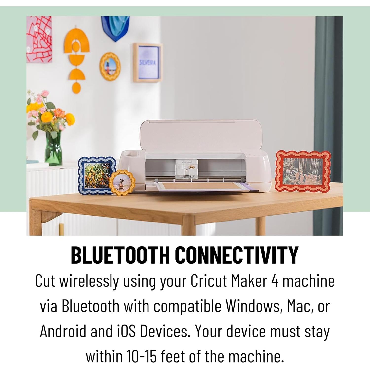 Cricut Maker 4 Cutting Machine with Rainbow Smart Vinyl Bundle - Electronic Craft Die-Cutting Machine with Variety Vinyl, Transfer Tape and Weeding Tools, Beginner Kit, Bluetooth Connectivity