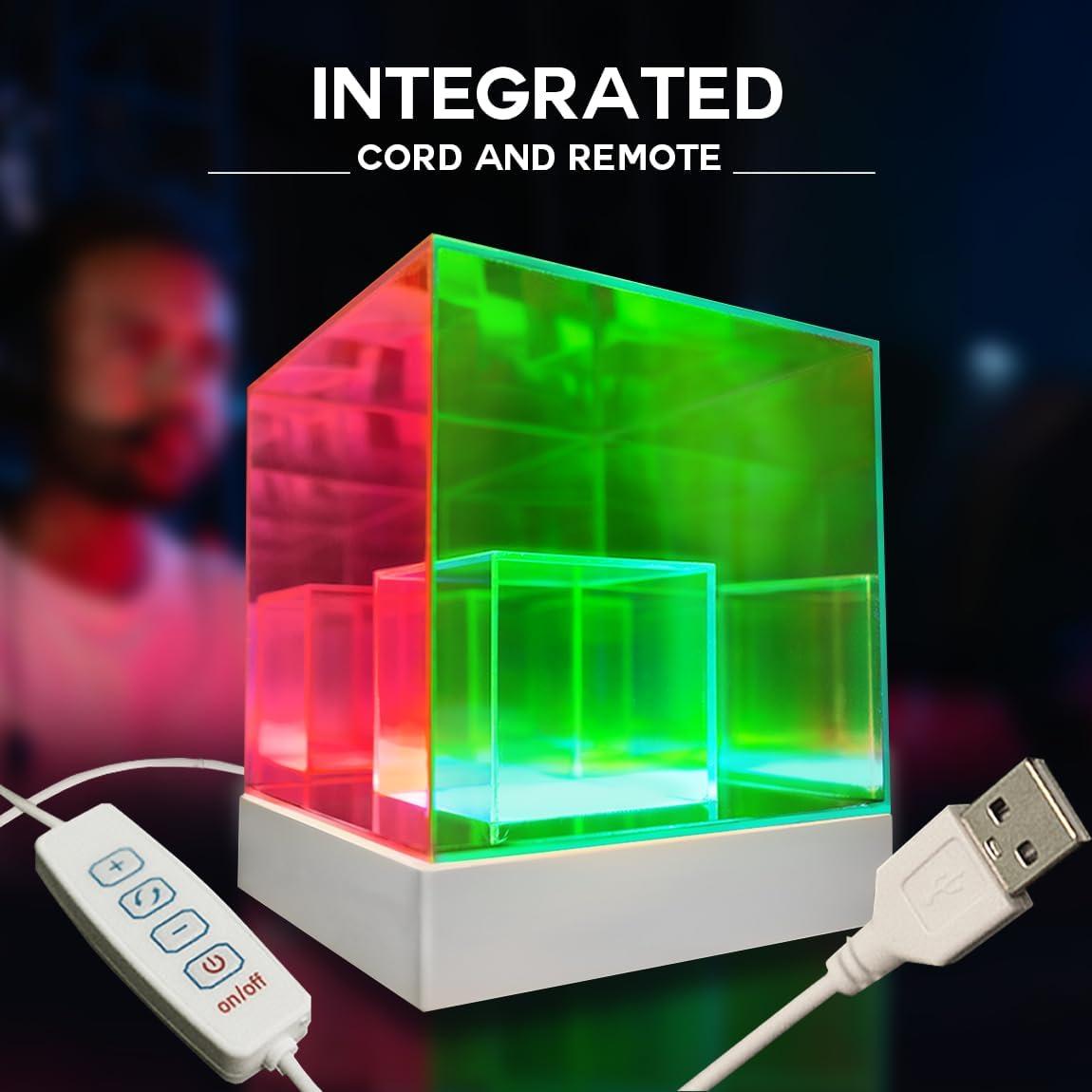 Lámpara Cubo Infinito Lumoonosity 3D LED RGB USB 12x12cm