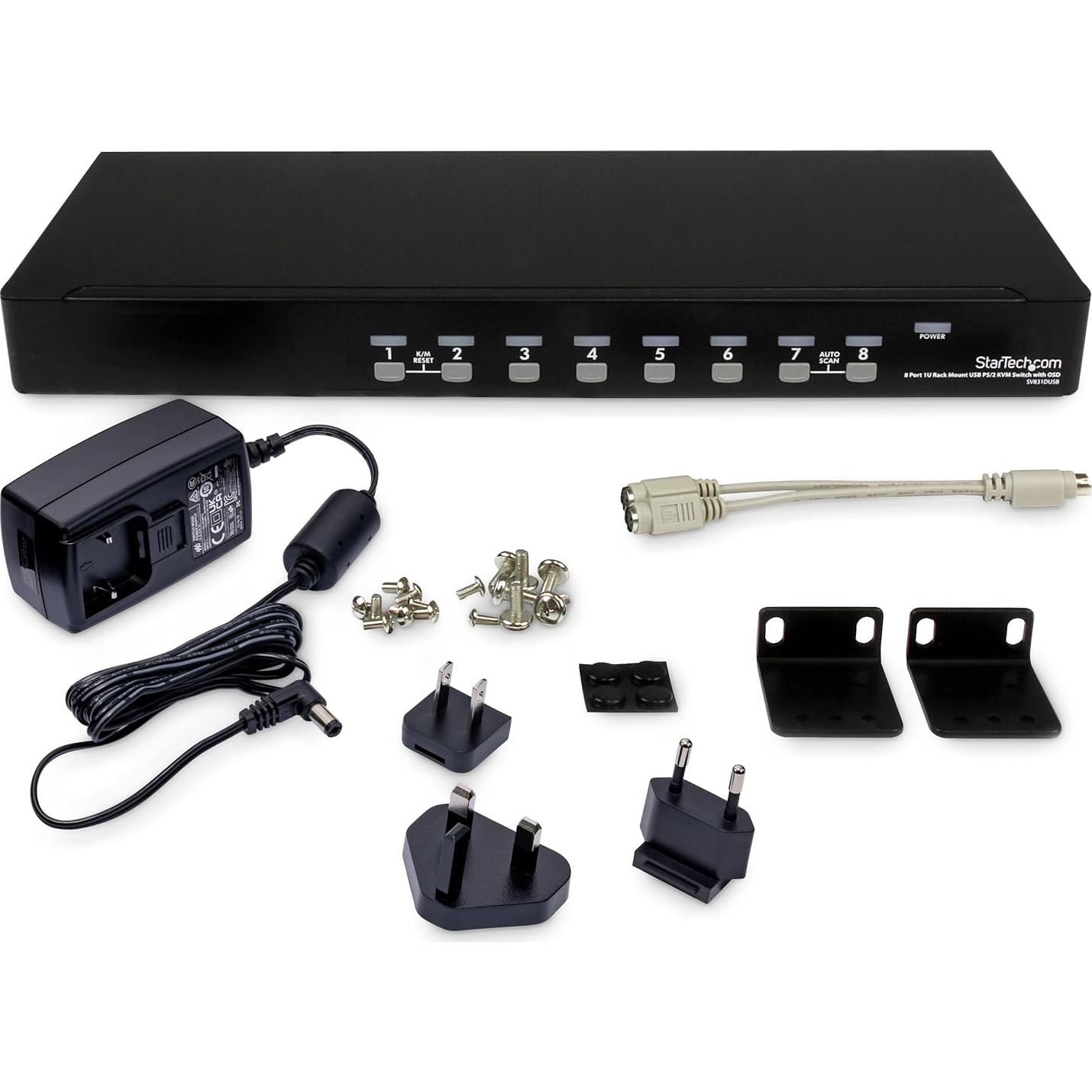 Conmutador KVM 8 Puertos StarTech.com USB PS/2 Montaje Rack 1U