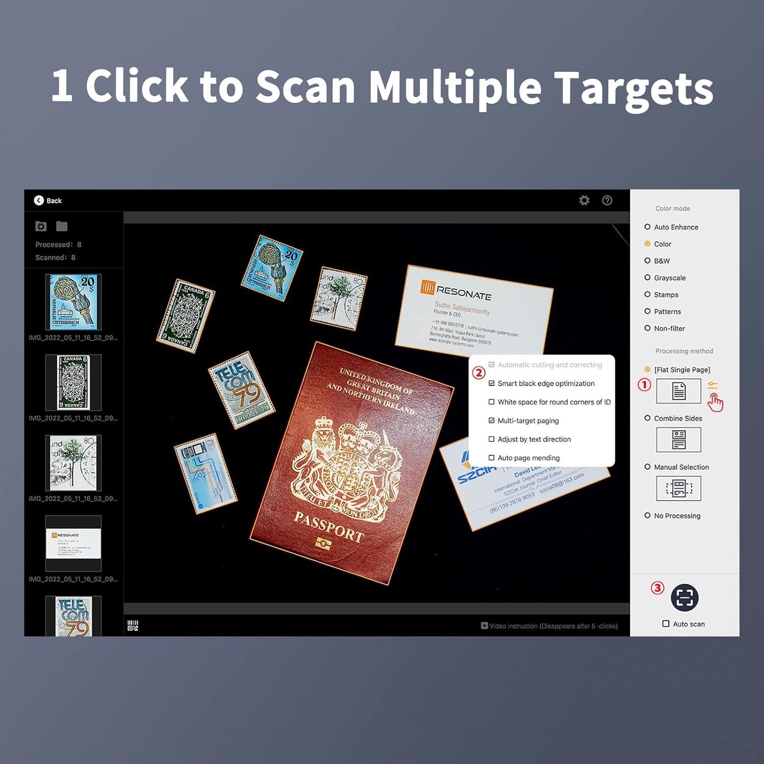 Escáner de Documentos Portátil CZUR Lens1200 Pro 12MP A4 OCR