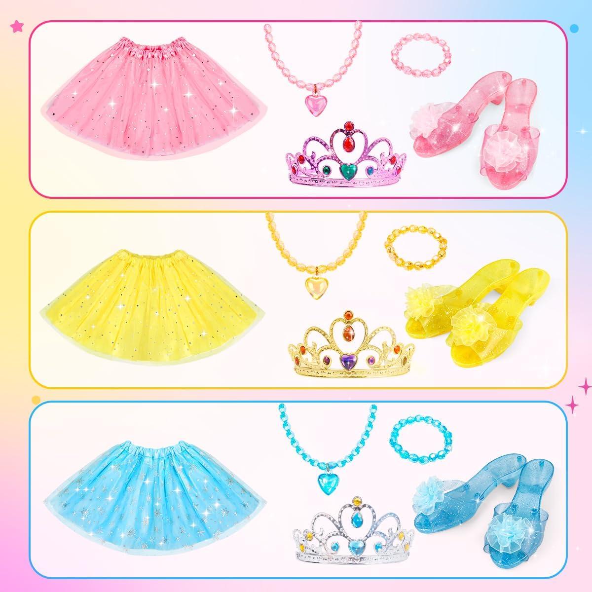 Conjunto de Princesa Meland para Niñas 3 Faldas y Accesorios