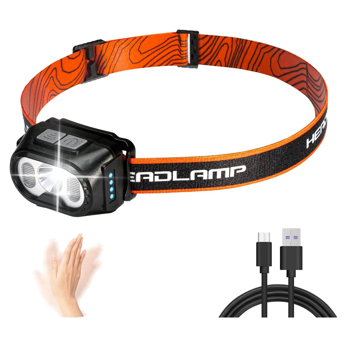 Linterna Frontal LED RNOSIGO Recargable IPX4 5 Modos 56.7g