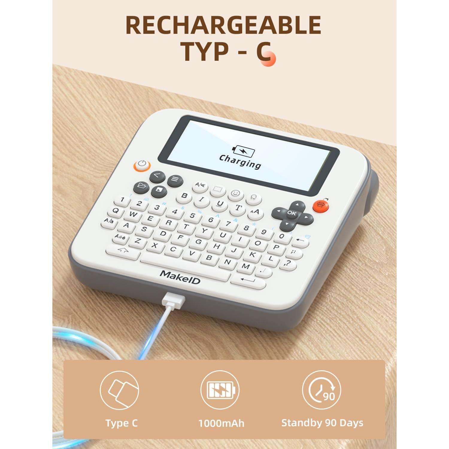 Impresora de Etiquetas Makeid E1 Bluetooth Recargable 9-16mm