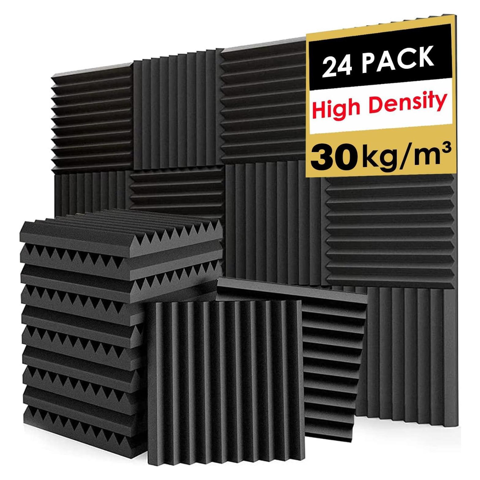 Paneles de Espuma Acústica FONESO 24 Pack 30KG/m³ Negro