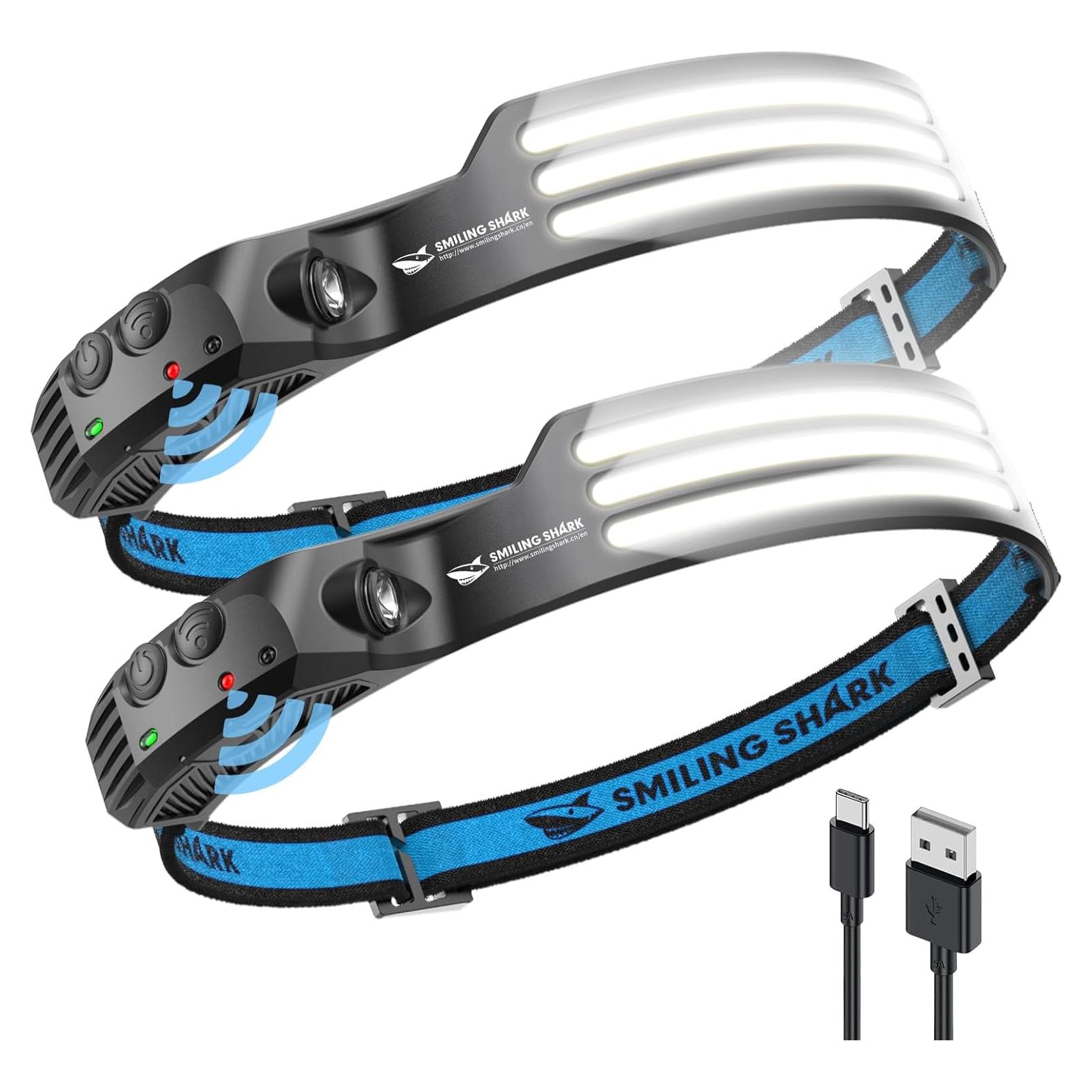 Linterna Frontal LED Smiling Shark 230° 3 Modos Recargable