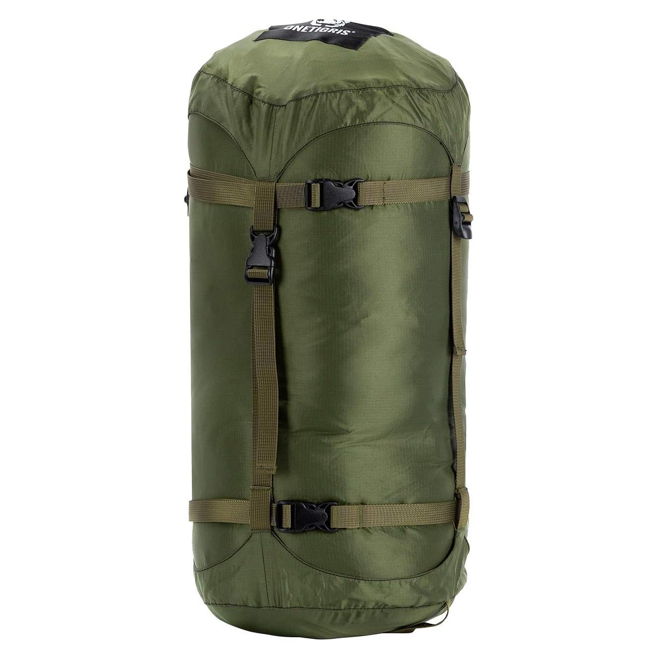 Saco de dormir OneTigris 25L con bolsa de compresión verde OD
