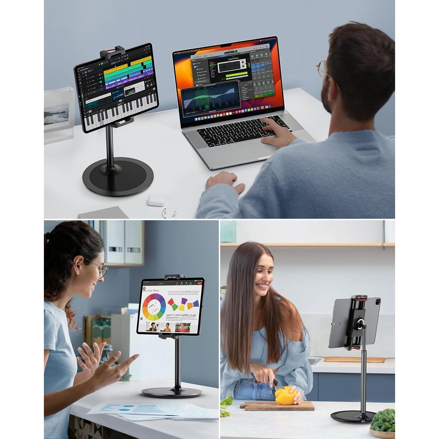 Soporte Ajustable para Tableta SAIJI S3E-2, 29-46 cm, Negro