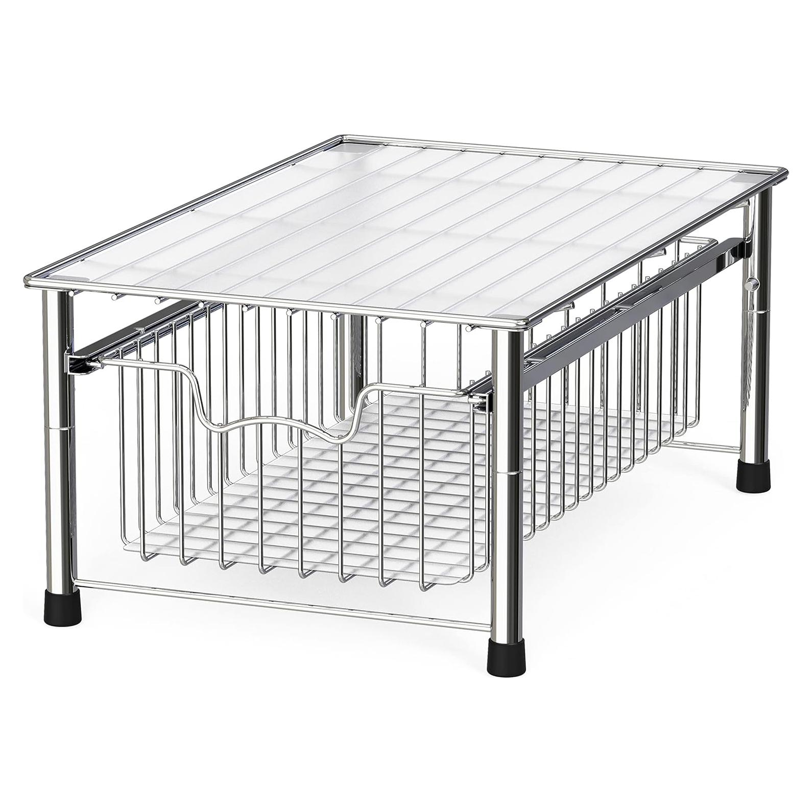 Cesta Apilable Simple Houseware de Metal Cromo 42.7x27.7x19.1cm