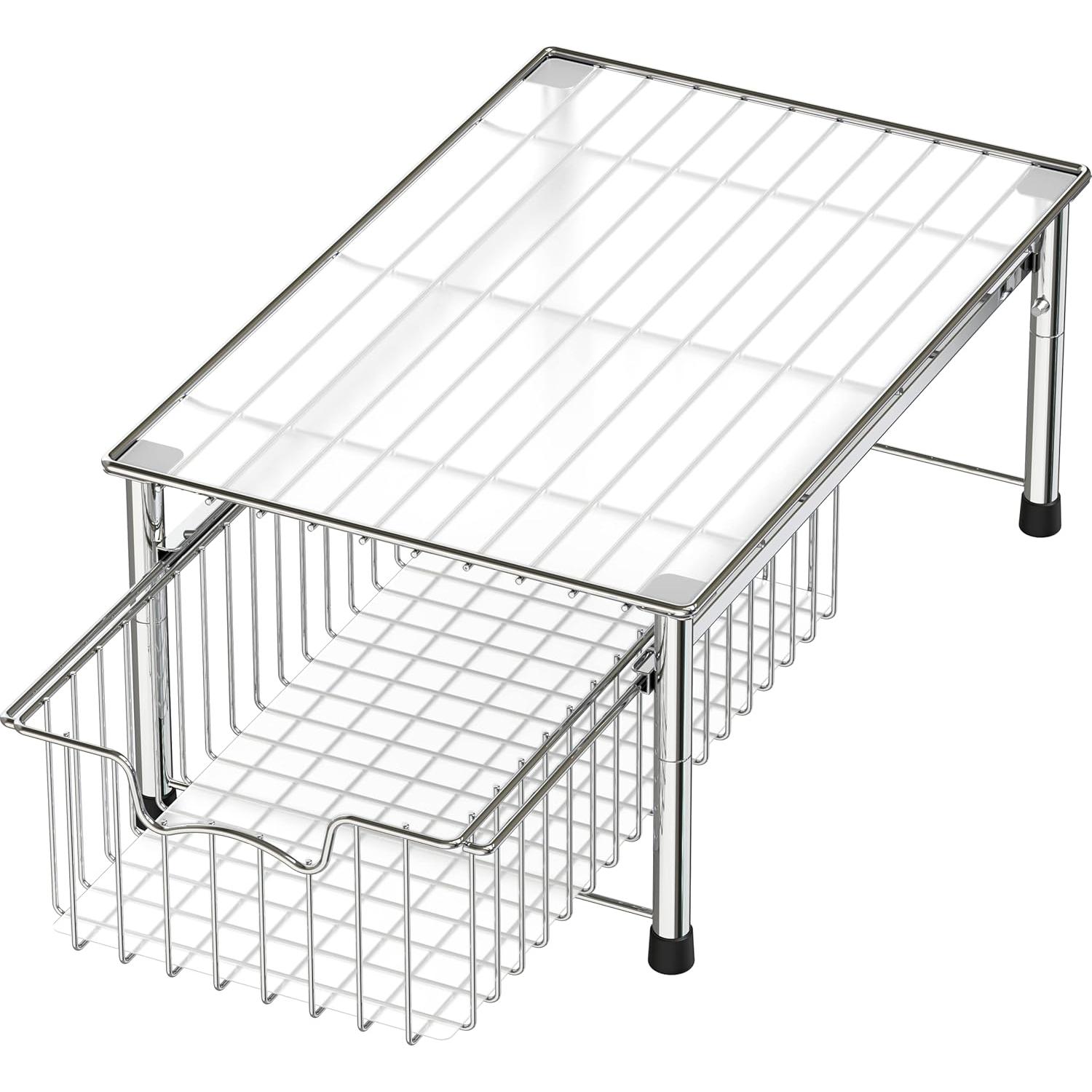 Cesta Apilable Simple Houseware de Metal Cromo 42.7x27.7x19.1cm