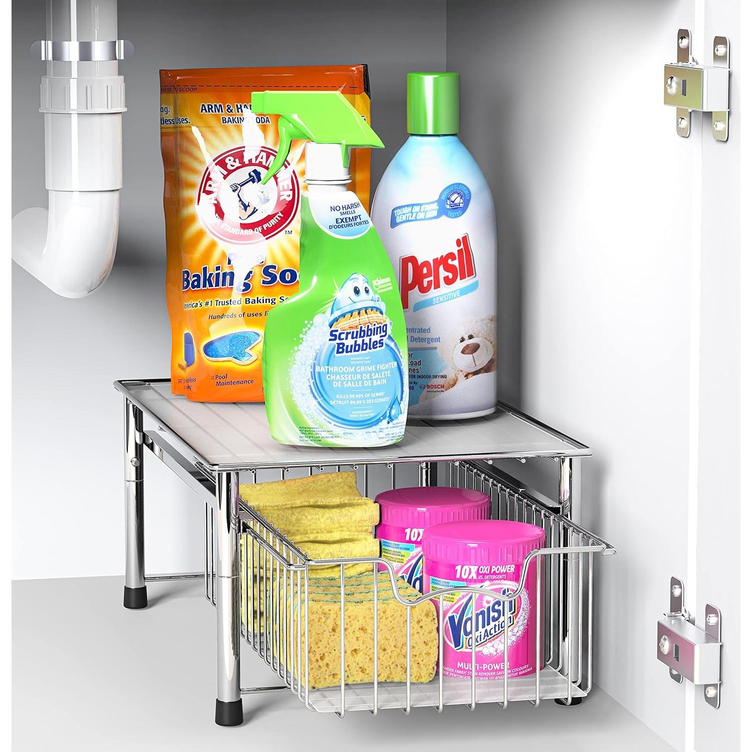 Cesta Apilable Simple Houseware de Metal Cromo 42.7x27.7x19.1cm