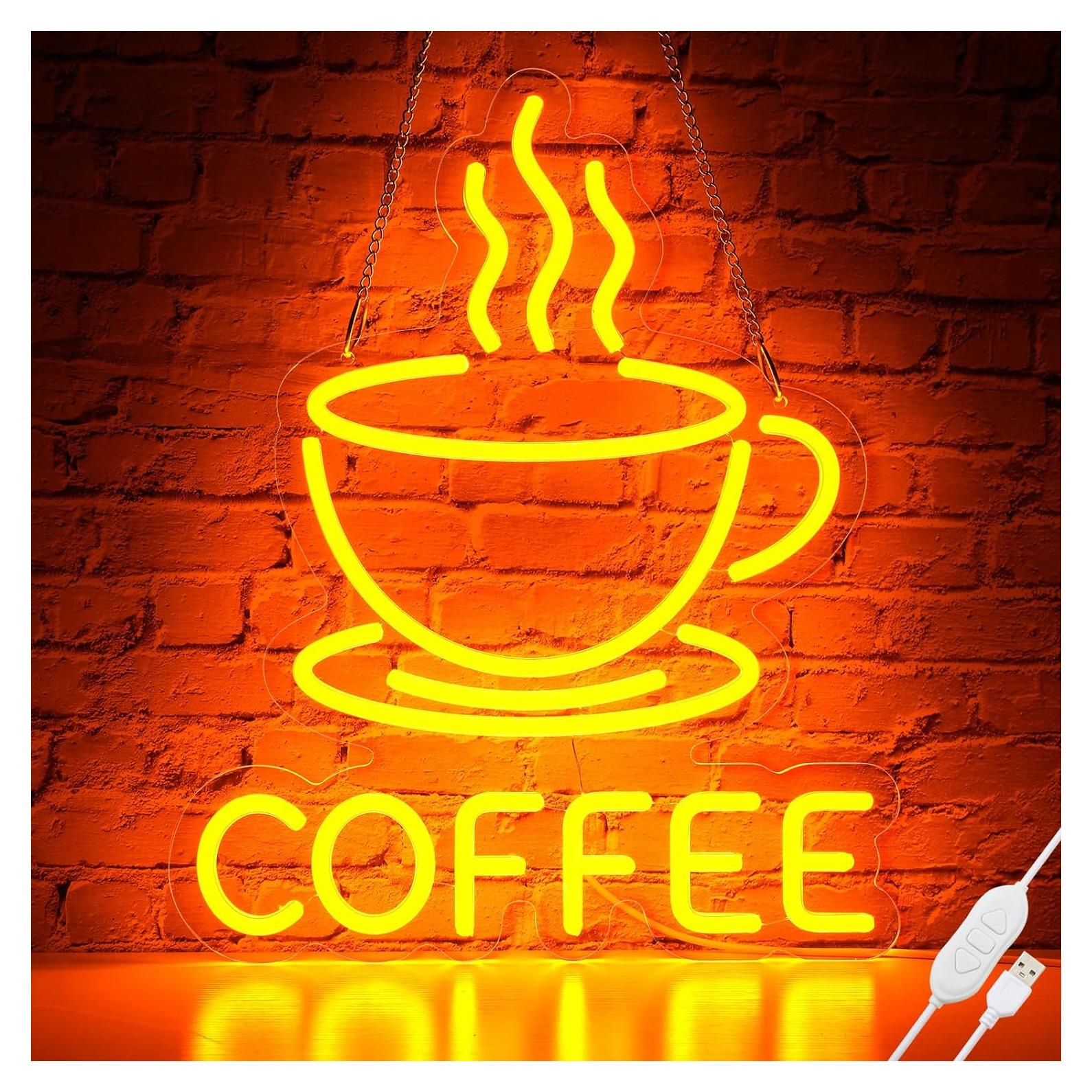 Luz de Neón de Café Basaneon Dimmable USB 15.7x32.5cm