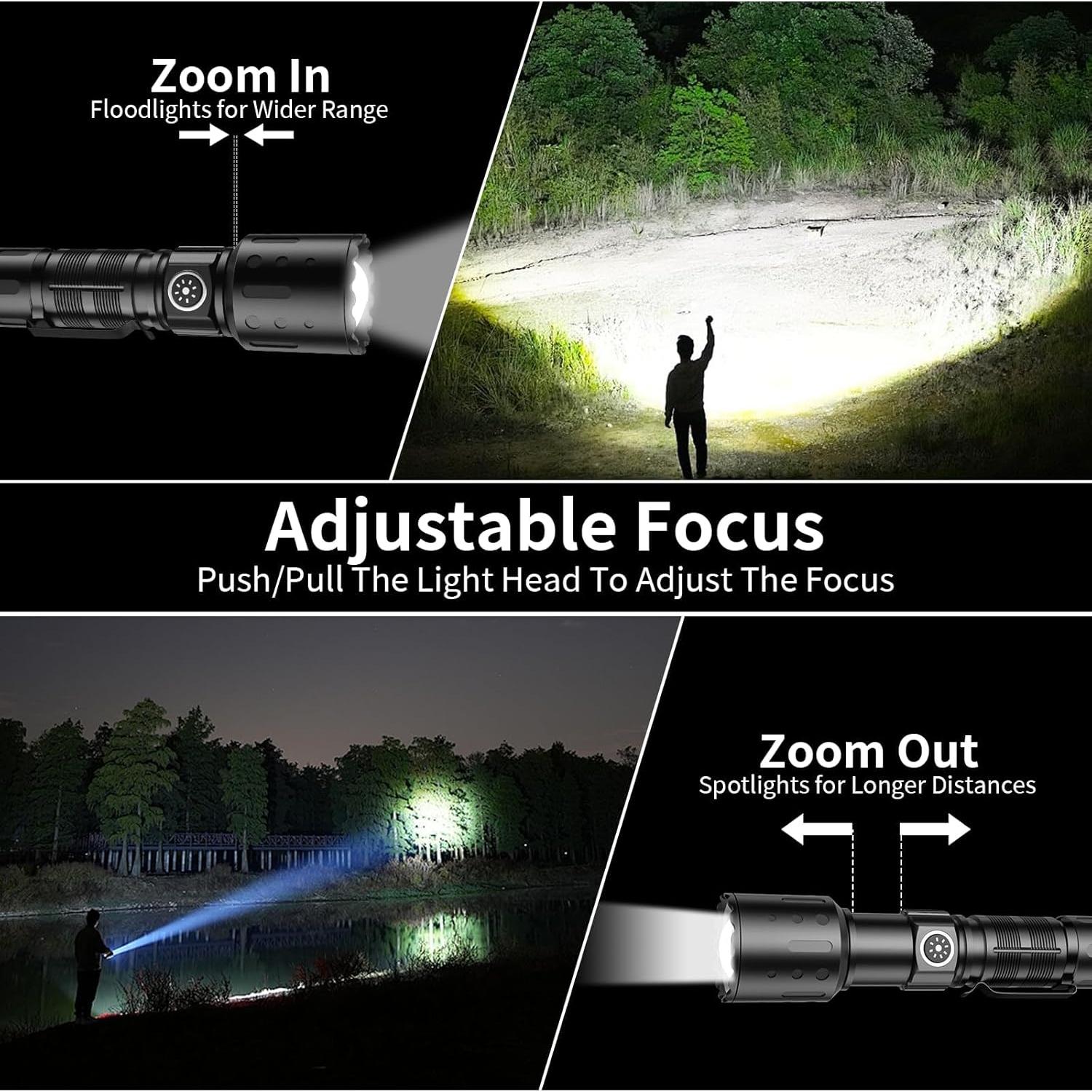 Linterna LED Recargable Tommax K-2316 - 20000 Lúmenes, 6 Modos, IPX5