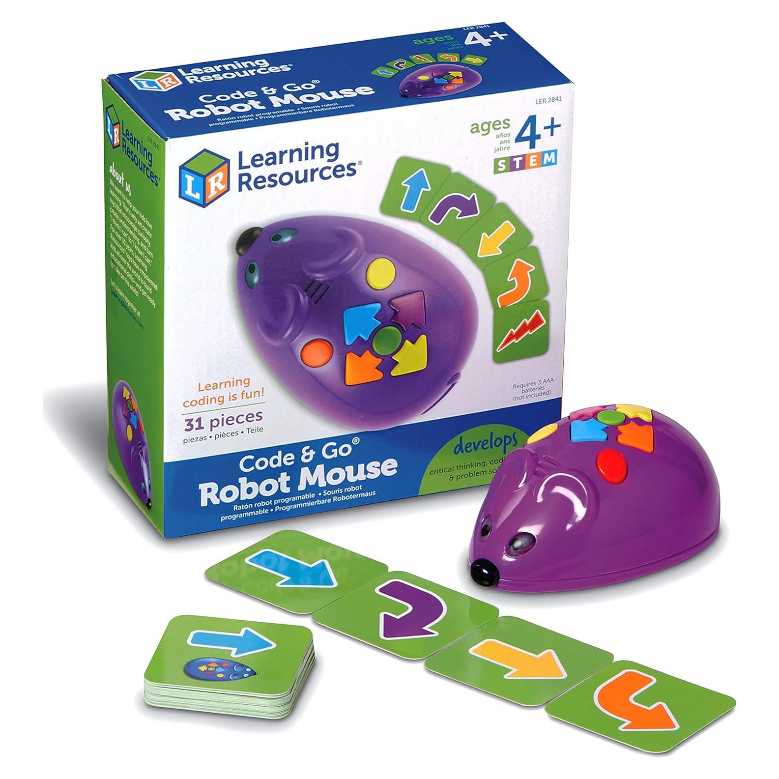Learning Resources Code & Go Robot Mouse - 31 Pieces, Ages 4+, Coding STEM Toys, Screen-Free Coding Toys for Kids