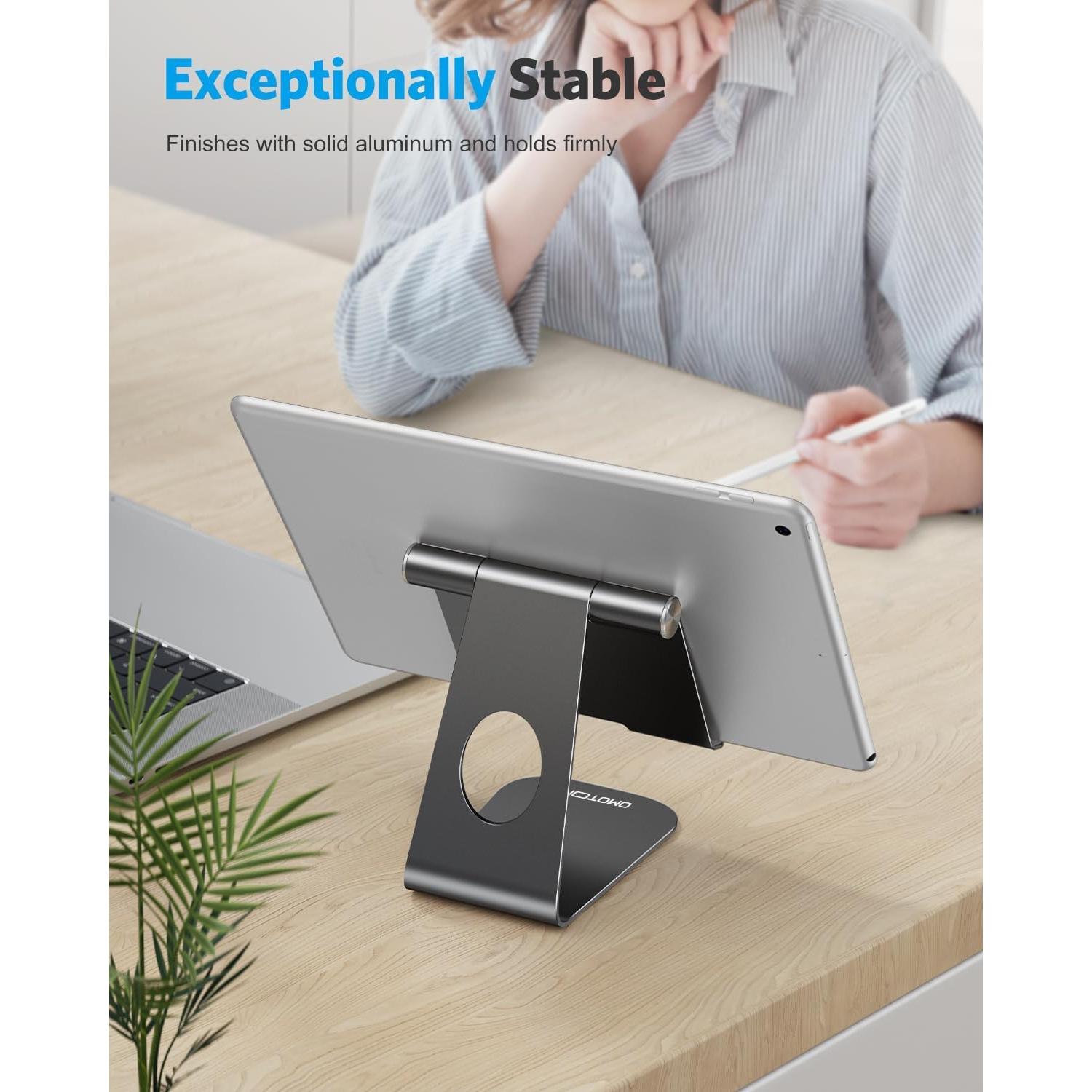 Soporte Ajustable para Tableta OMOTON de Aluminio Negro 13x11 cm