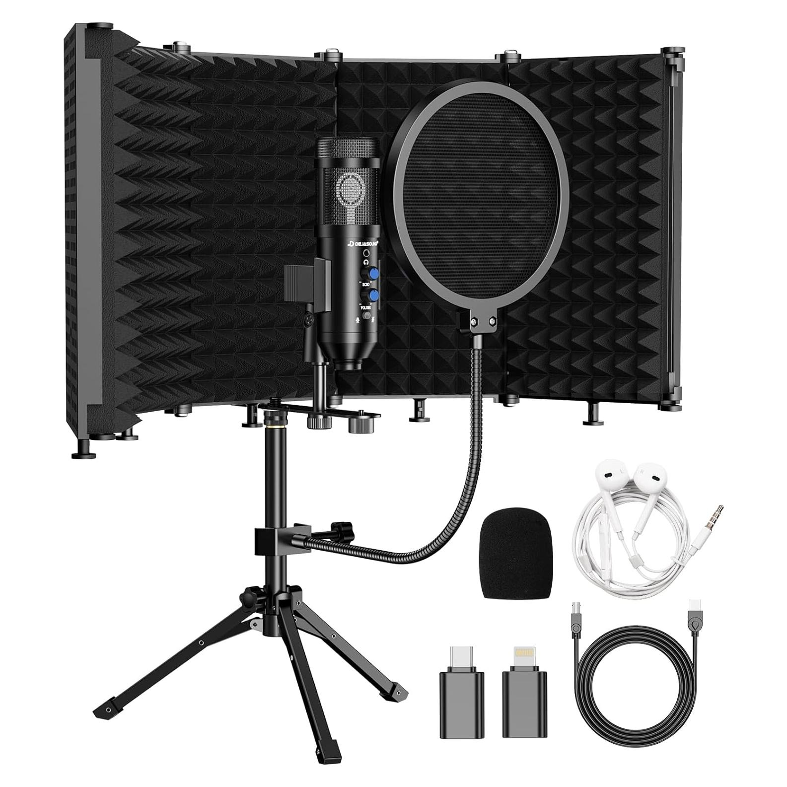 Micrófono de Estudio USB Dejasound DJM5 con Escudo Aislante