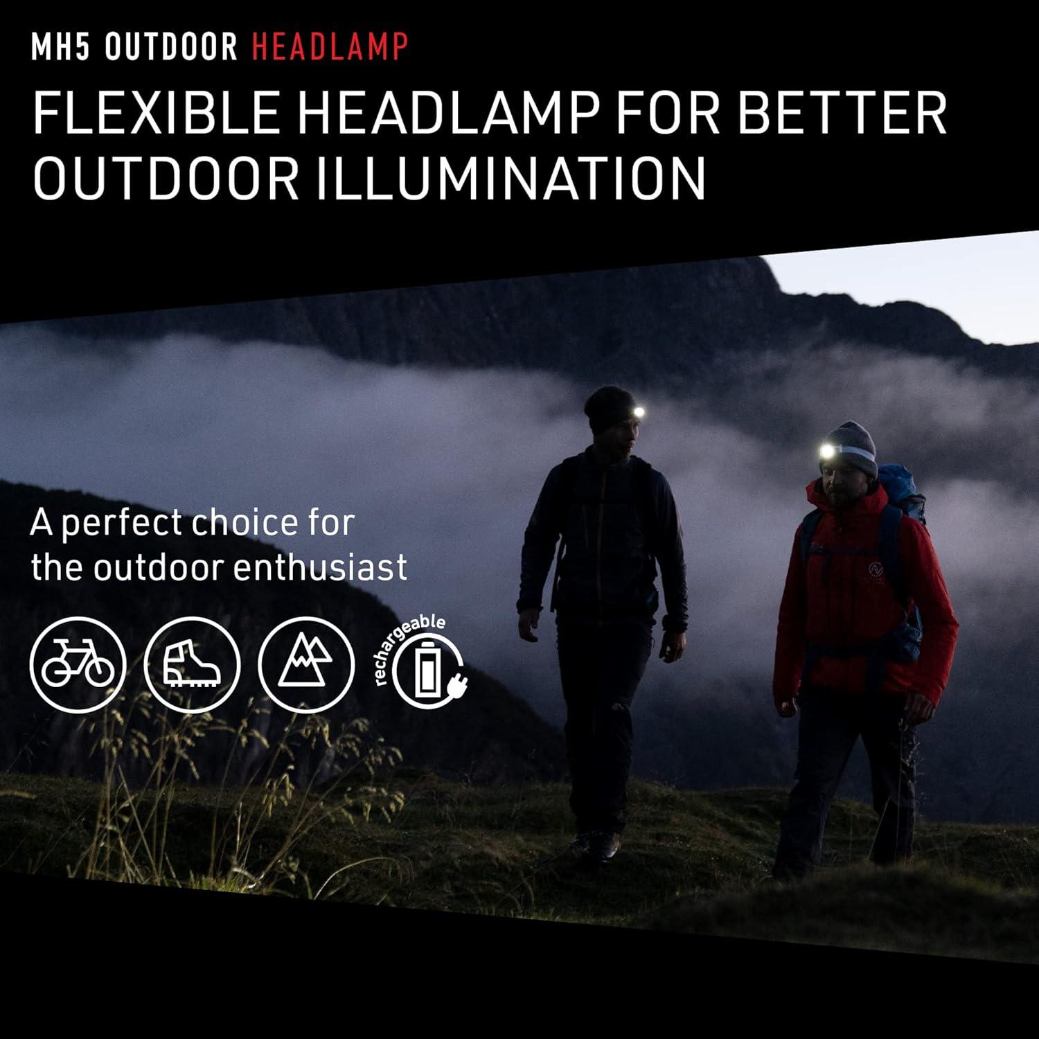 Linterna Frontal Recargable Ledlenser MH5 400 Lúmenes Negro