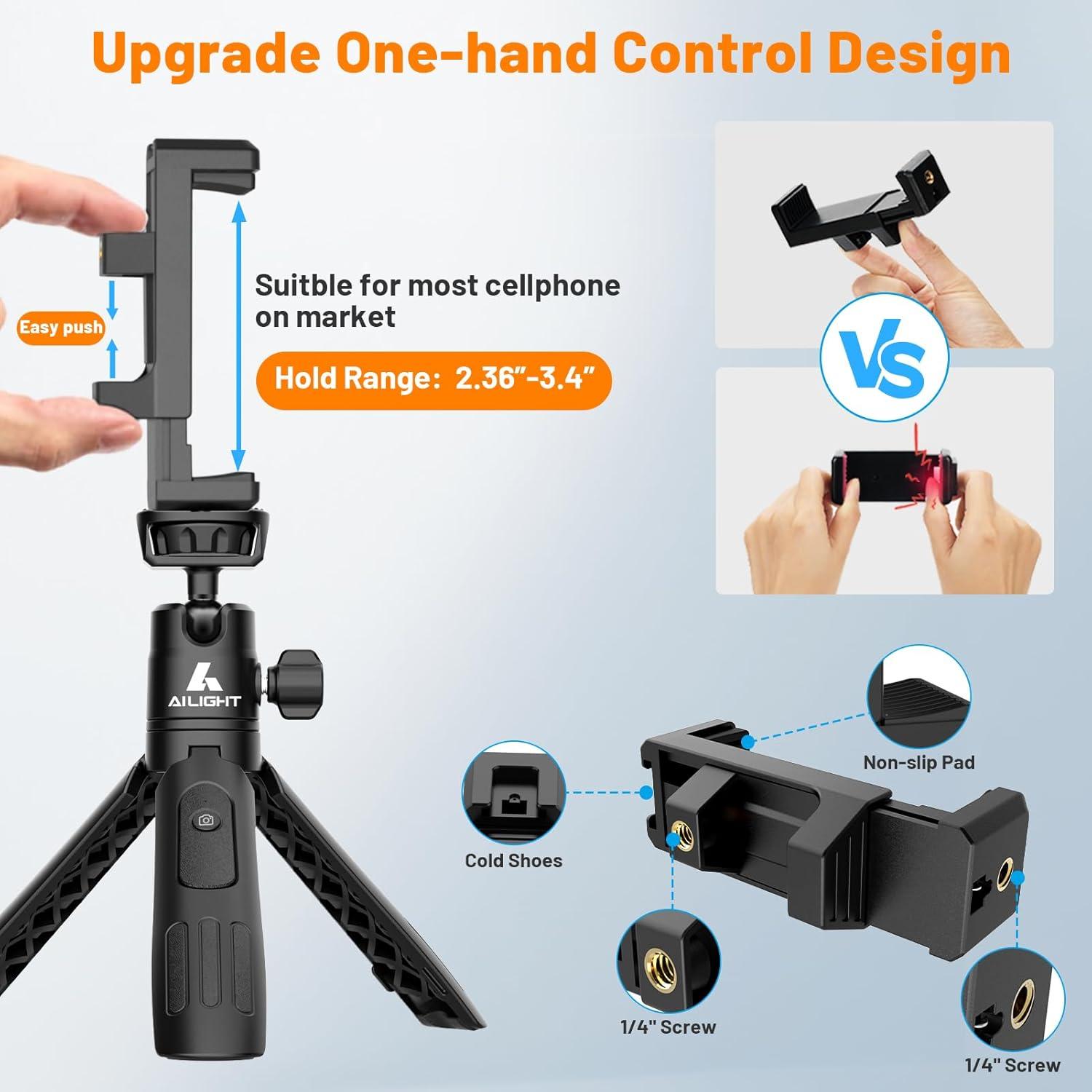 Trípode Mini Ailight 39 cm para iPhone y Cámara - Negro