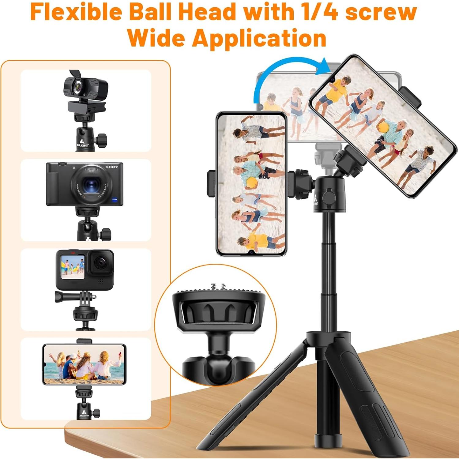 Trípode Mini Ailight 39 cm para iPhone y Cámara - Negro