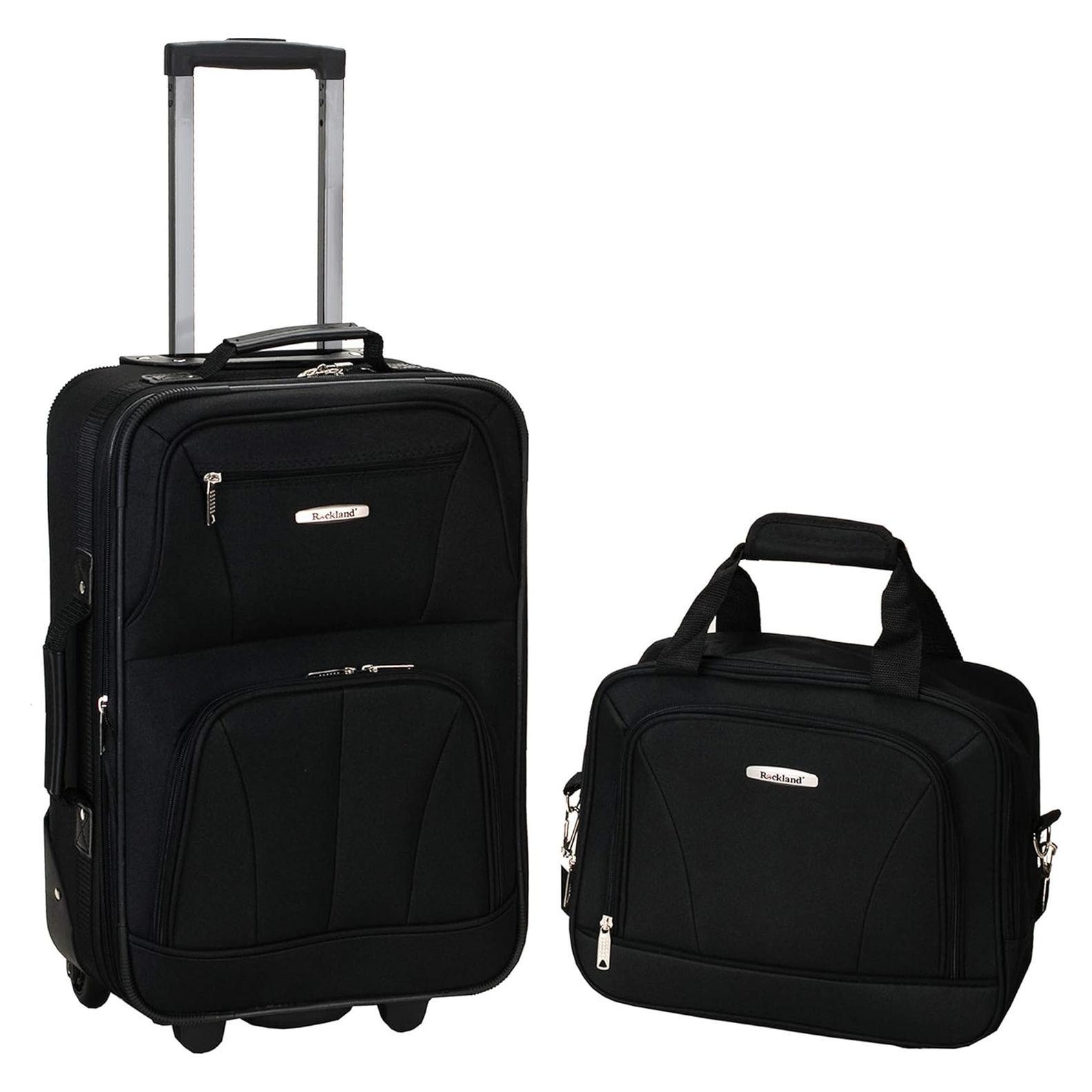 Conjunto de Equipaje Rockland Fashion 2 Piezas Expandible Negro