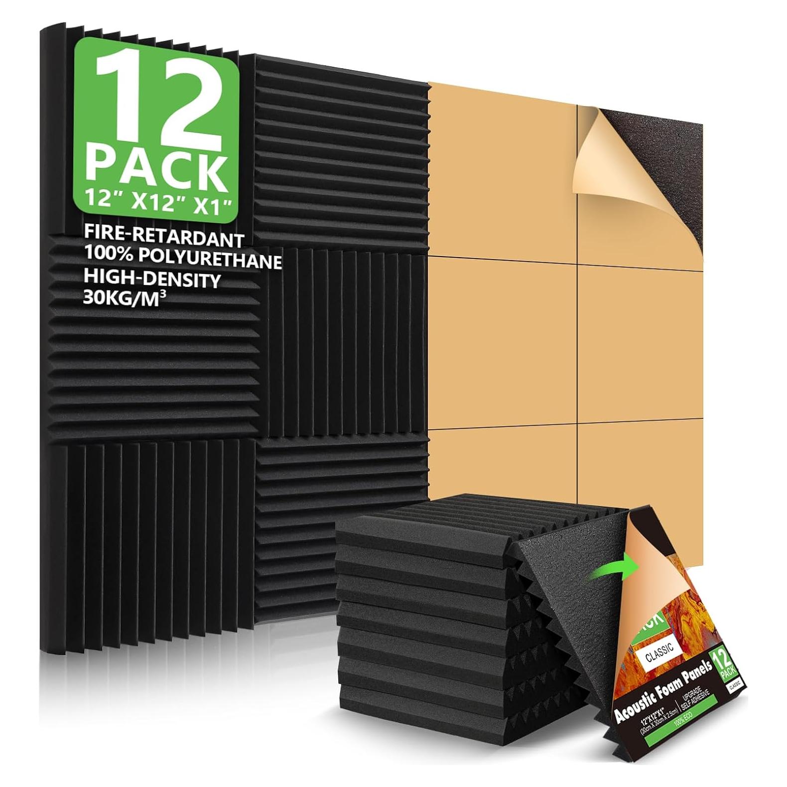 Paquete de 12 Paneles Acústicos Dmsky 30x30 cm Autoadhesivos