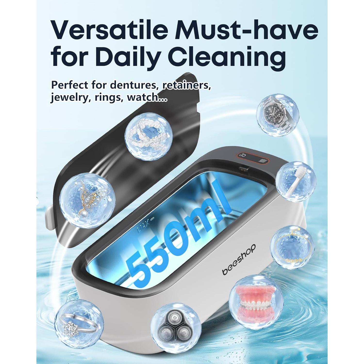 Limpiador Ultrasónico de Joyas BEESHOP A6PRO 550ml Negro