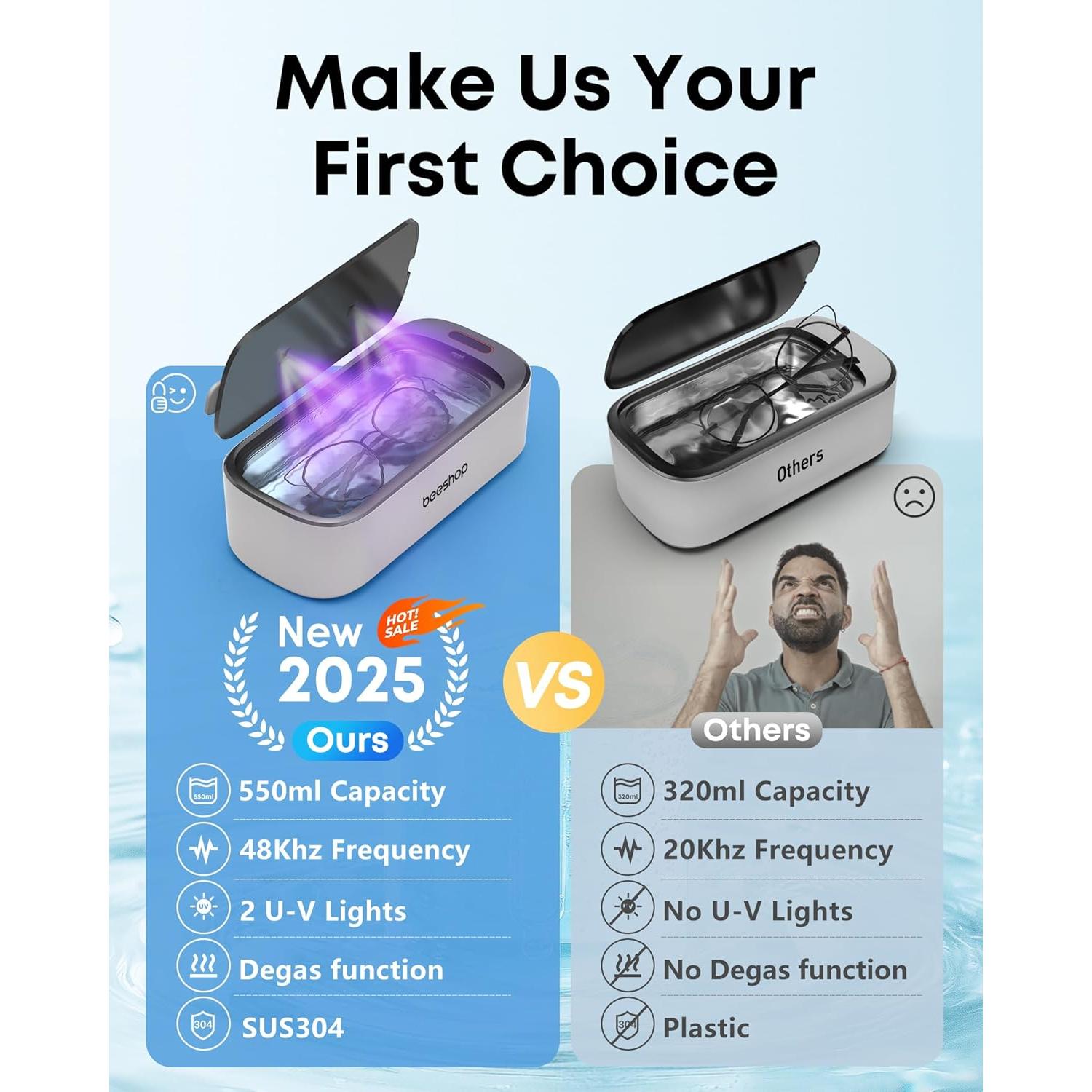 Limpiador Ultrasónico de Joyas BEESHOP A6PRO 550ml Negro