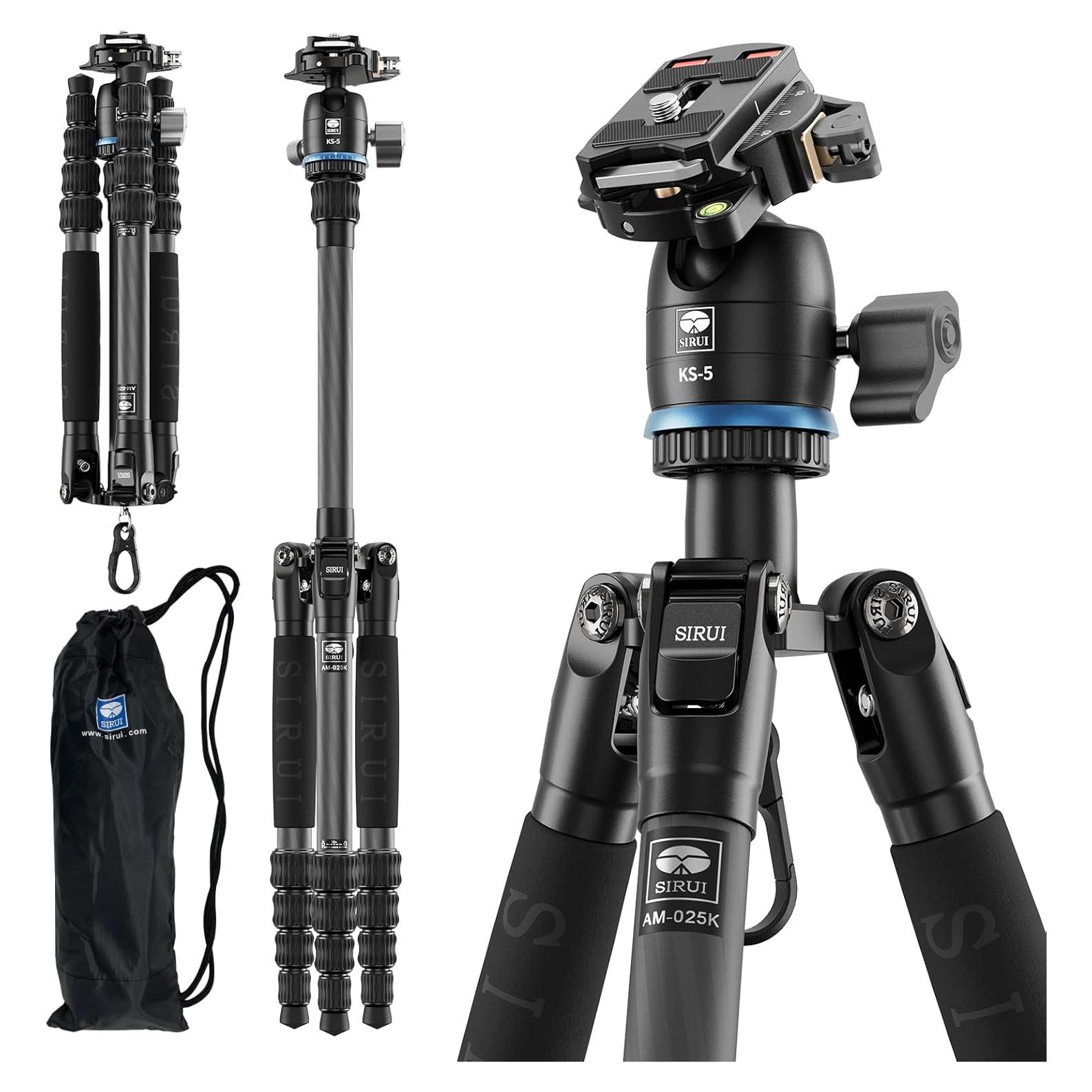 Trípode de Viaje SIRUI AM-025K+KS-5 Fibra de Carbono 140 cm