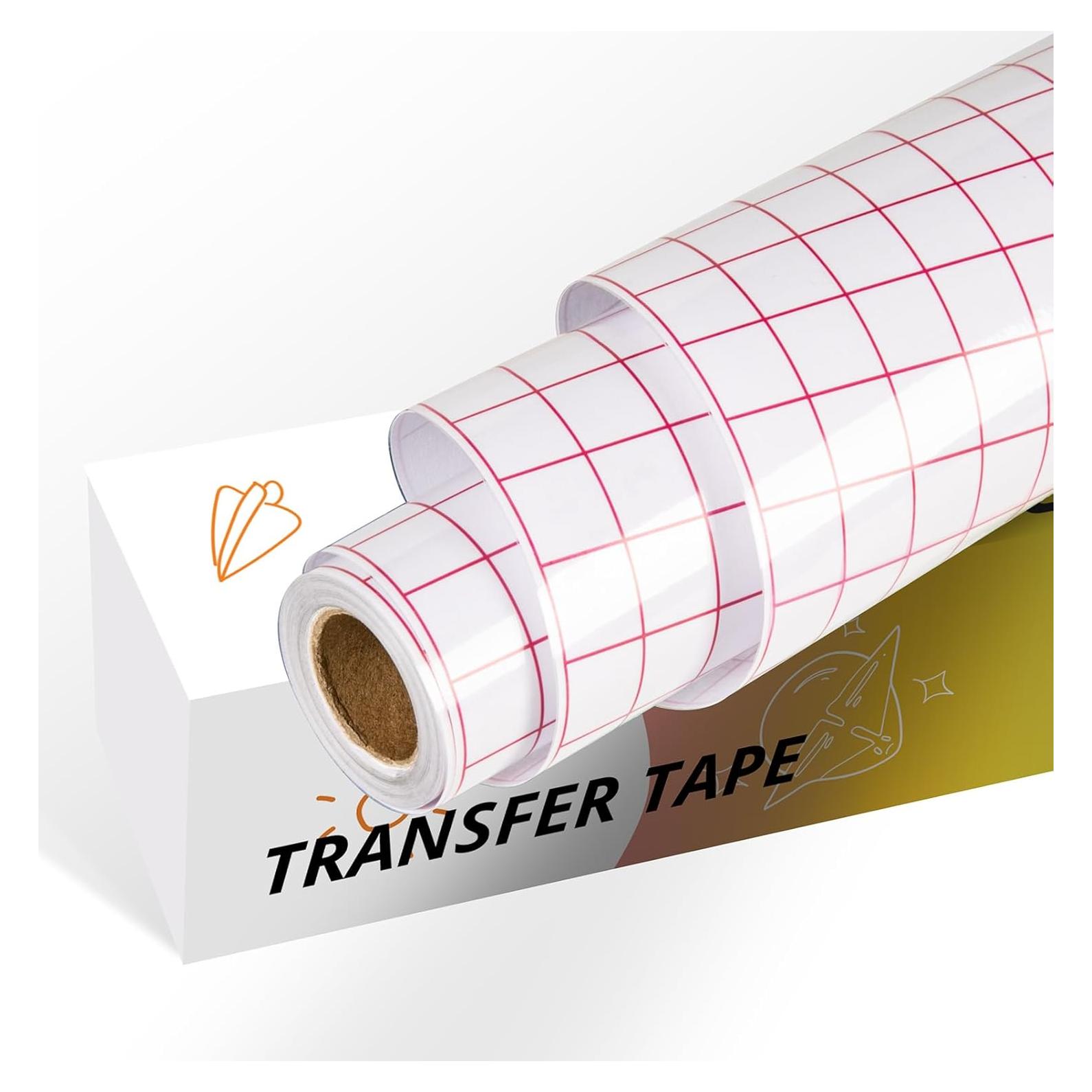 YRYM HT Vinyl Transfer Tape, Medium Tack, Red Grid, 12" x 12 FT, for Cricut Signs, Stickers, Decals, Walls, Doors & Windows