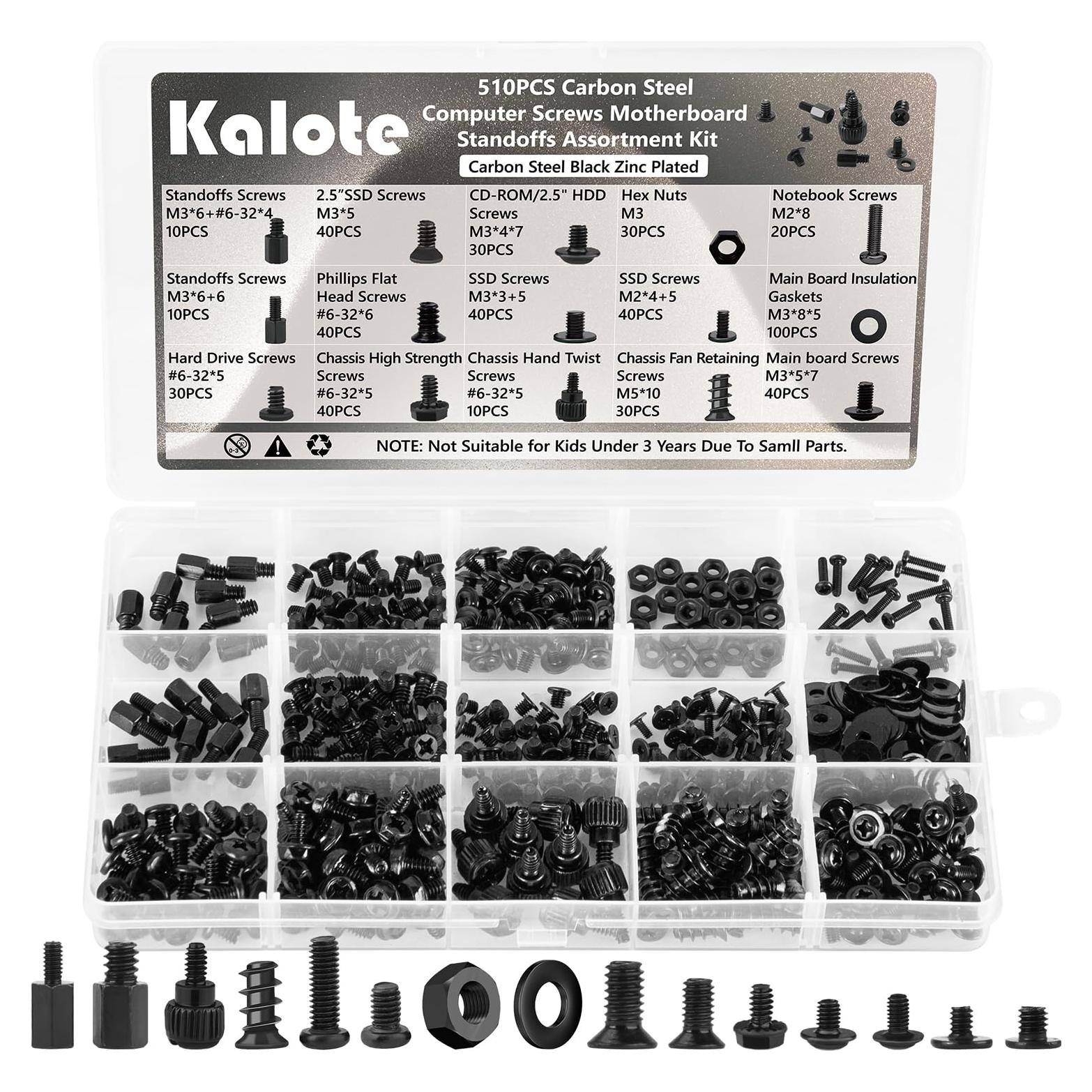 Kit de Tornillos para Computadora Kalote 510 Piezas Acero Zinc