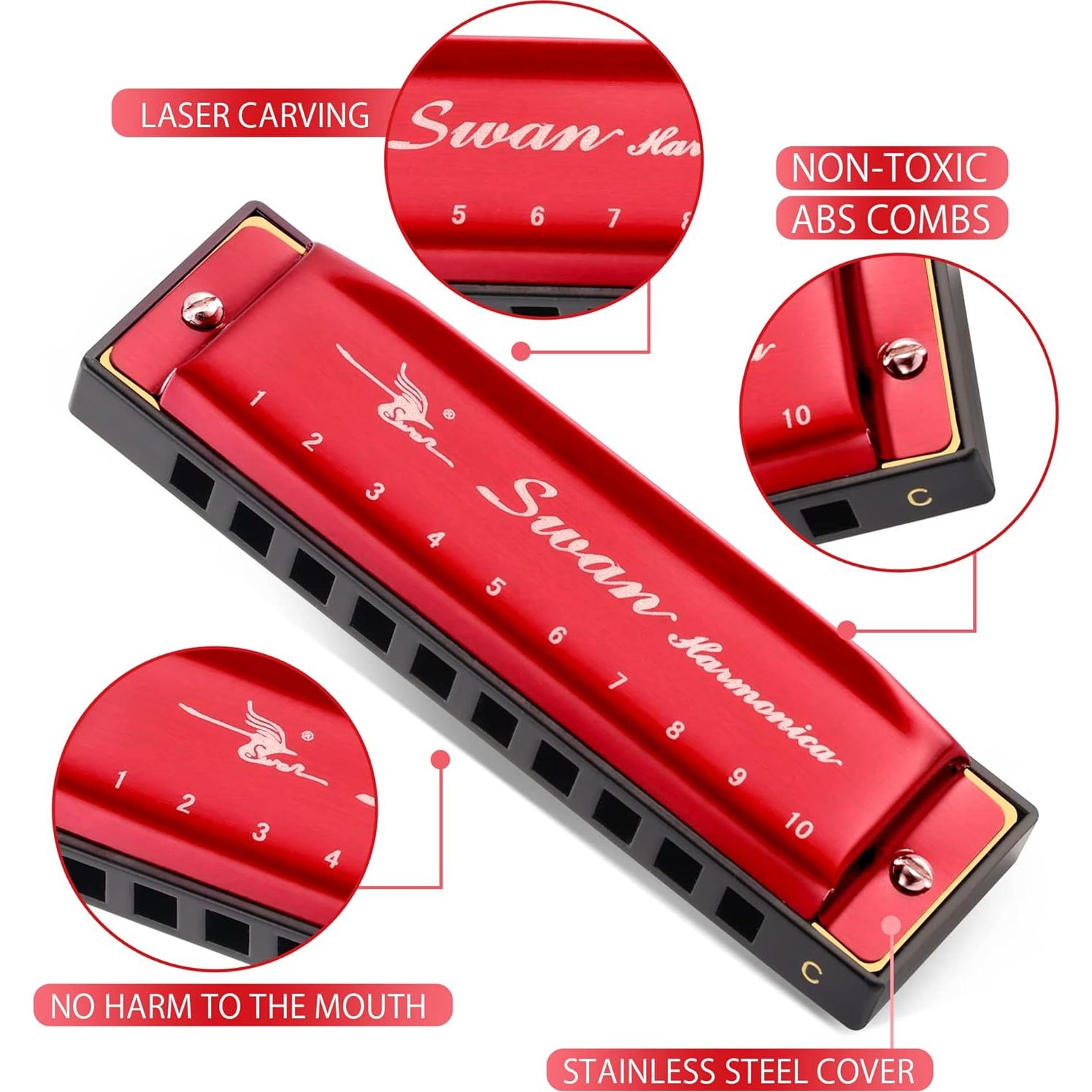 Armónica SWAN Diatónica 10 Agujeros Clave C para Principiantes