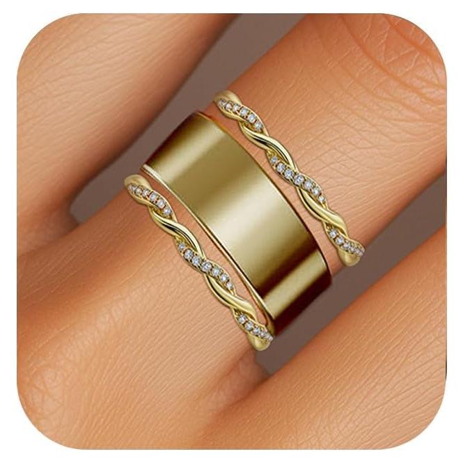 Paquete de 2 Anillos Apilables Oro 14K para Oura Ring