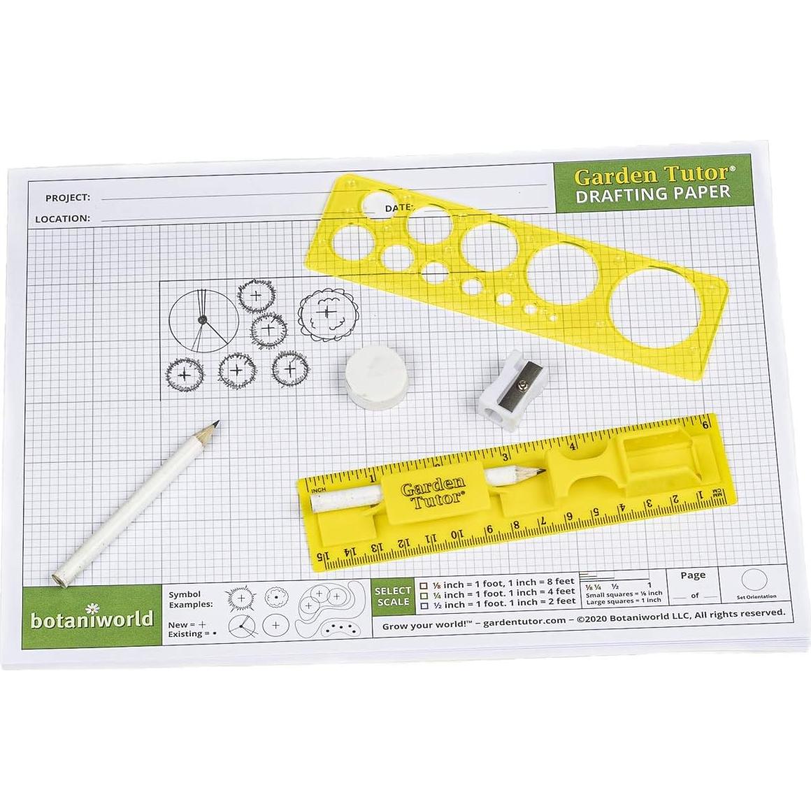 Garden Design Kit, Complete, Gardening Graph Paper, Drafting Tools, Landscaping Template, Detailed How-to Guide for Landscape Planning and Layout, Plan and Visualize