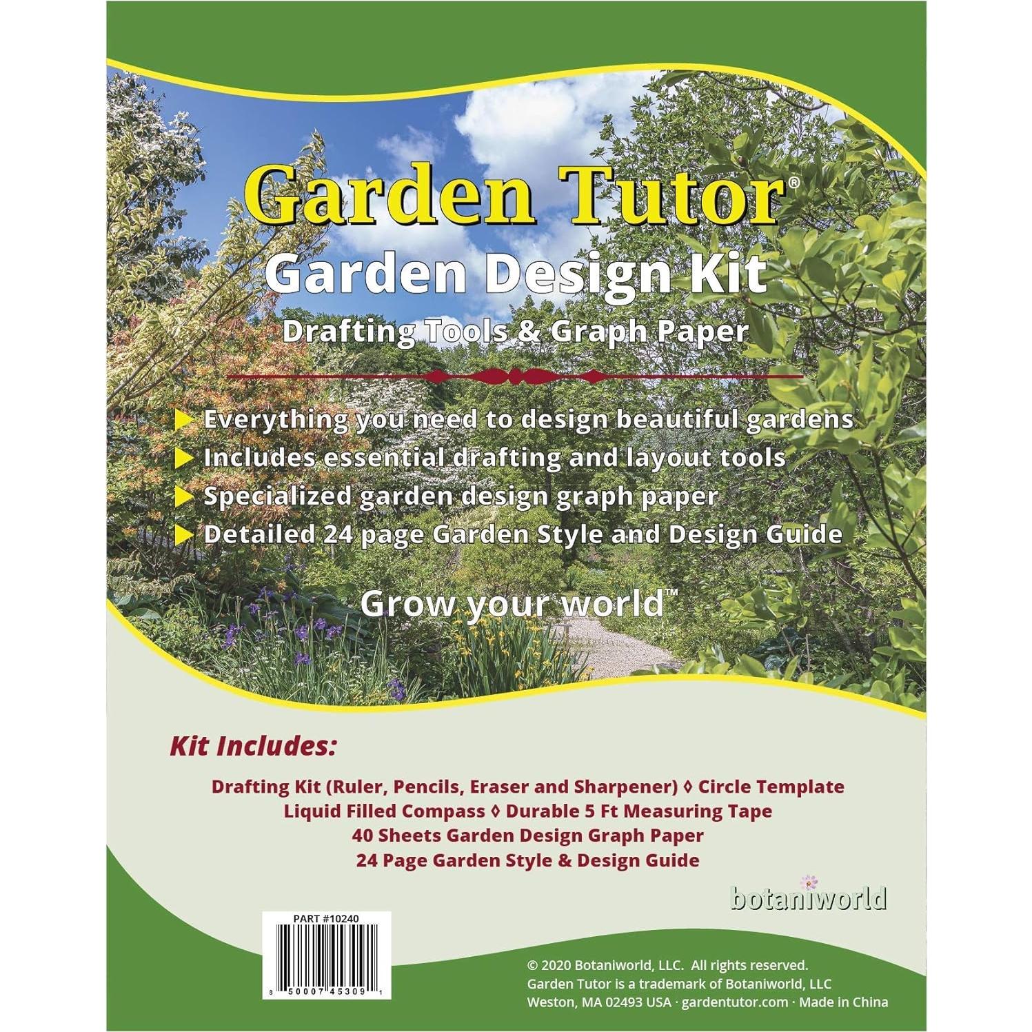 Garden Design Kit, Complete, Gardening Graph Paper, Drafting Tools, Landscaping Template, Detailed How-to Guide for Landscape Planning and Layout, Plan and Visualize