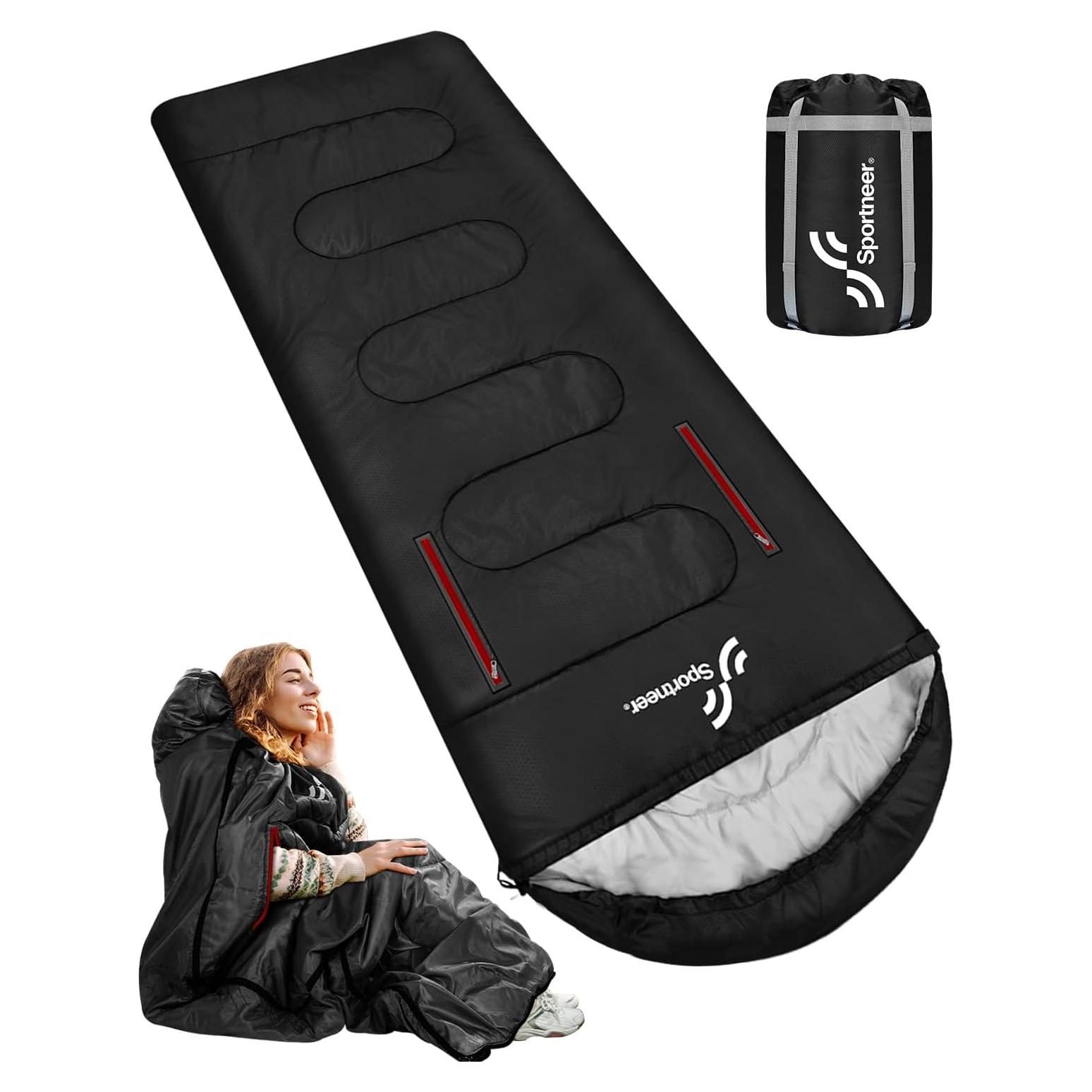 Saco de dormir Sportneer negro para adultos y niños - Impermeable